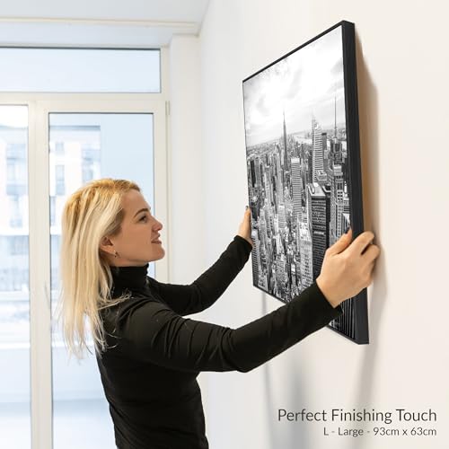 New York Skyline Framed Canvas Wall Art - Black White Picture - FF2104 - XXL - 123cm x 82cm