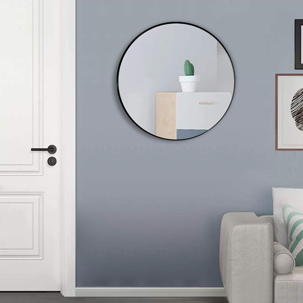 Warmiehomy Round Bathroom Mirror Wall Mounted Makeup Mirror with Frame for Bathroom Dressing Living Room Bedroom (Φ60cm, Gold)