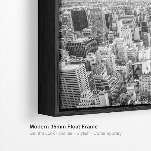 New York Skyline Framed Canvas Wall Art - Black White Picture - FF2104 - XXL - 123cm x 82cm
