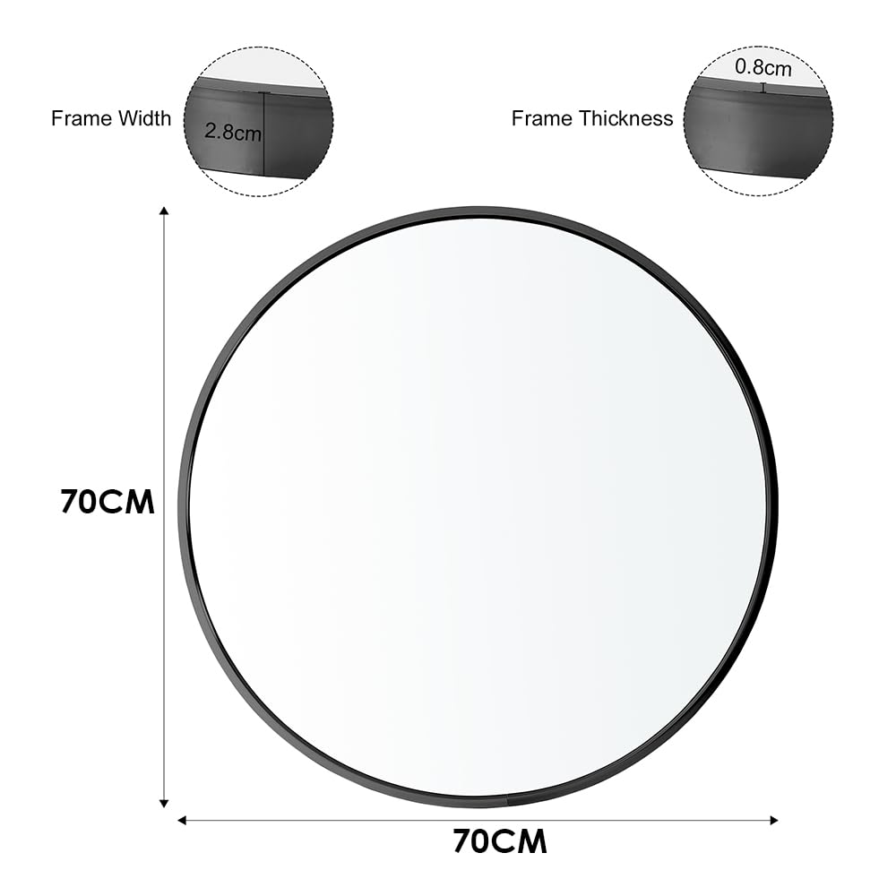 Warmiehomy Round Bathroom Mirror Wall Mounted Makeup Mirror with Frame for Bathroom Dressing Living Room Bedroom (Φ60cm, Gold)