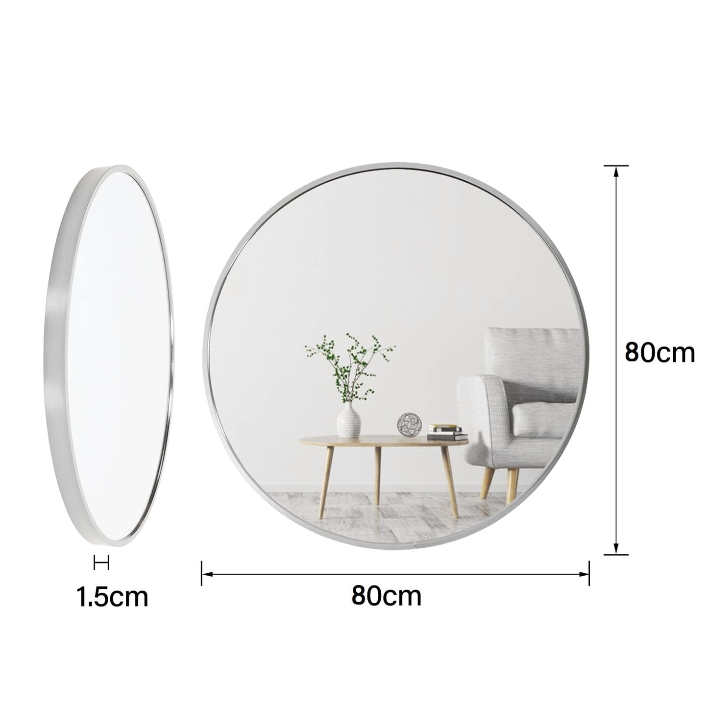 Warmiehomy Round Bathroom Mirror Wall Mounted Makeup Mirror with Frame for Bathroom Dressing Living Room Bedroom (Φ60cm, Gold)
