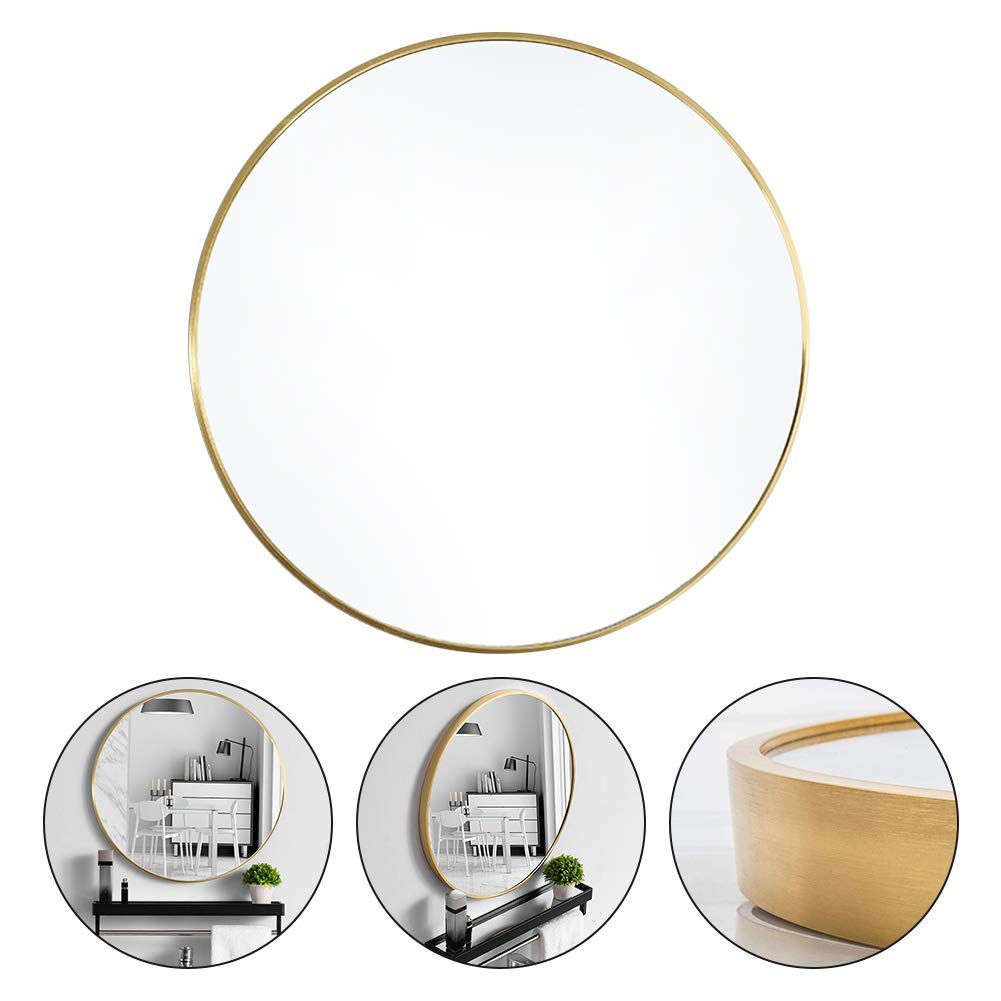 Warmiehomy Round Bathroom Mirror Wall Mounted Makeup Mirror with Frame for Bathroom Dressing Living Room Bedroom (Φ60cm, Gold)