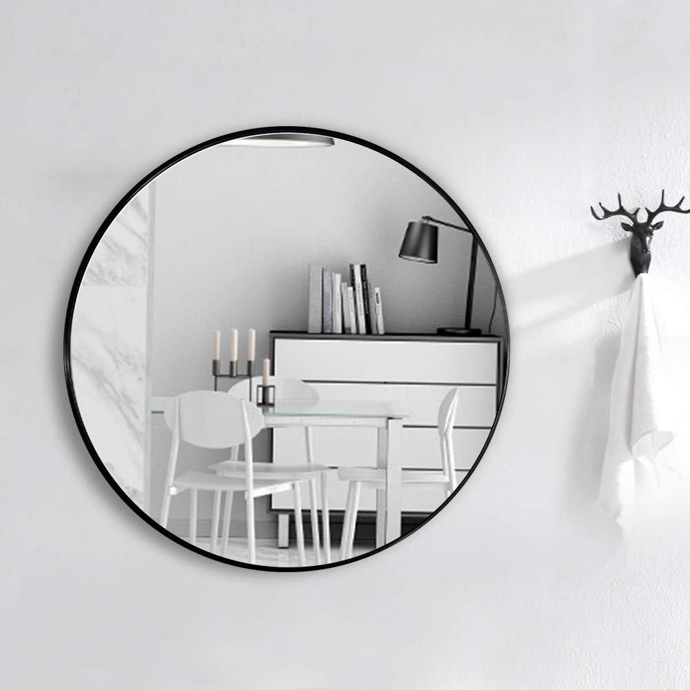 Warmiehomy Round Bathroom Mirror Wall Mounted Makeup Mirror with Frame for Bathroom Dressing Living Room Bedroom (Φ60cm, Gold)