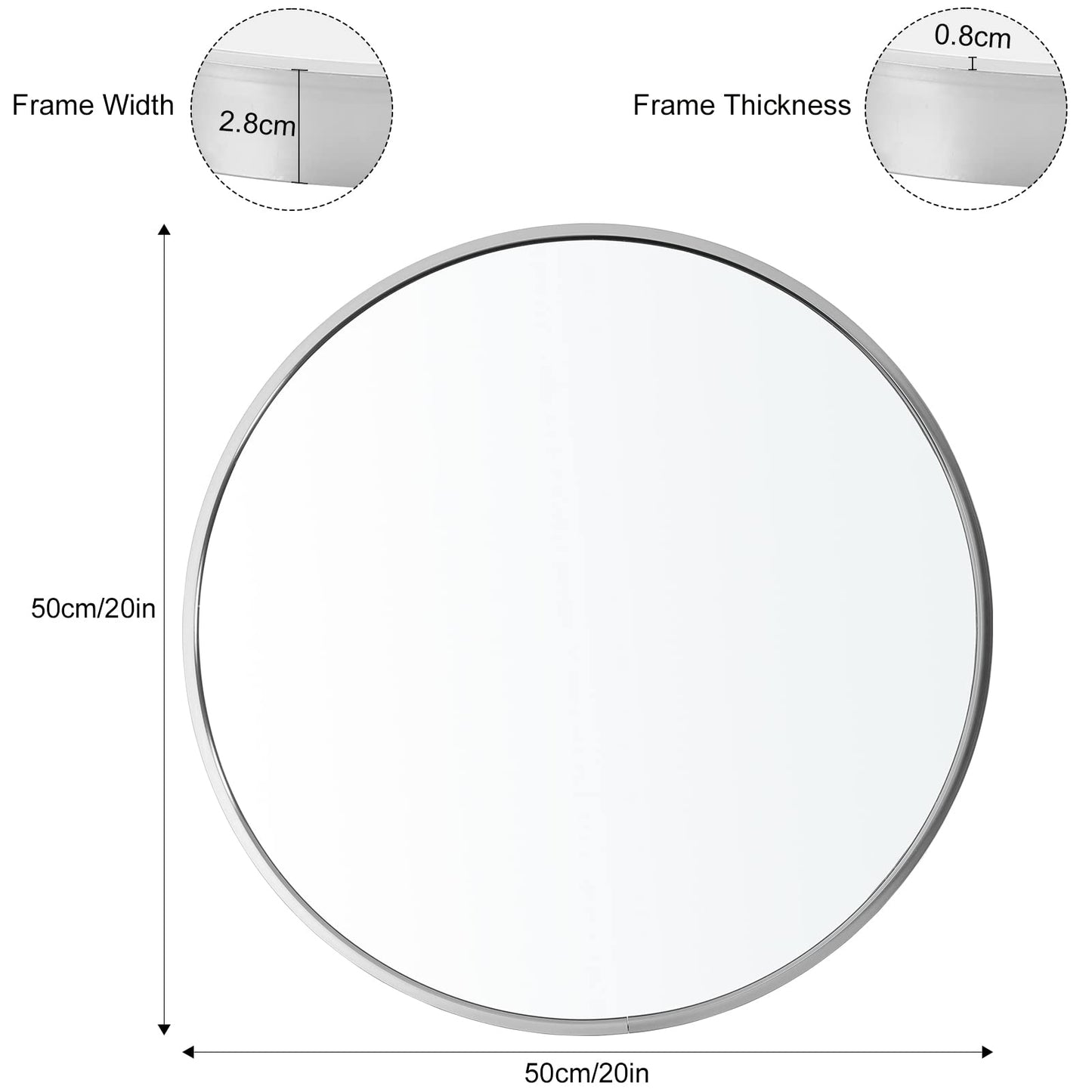 Warmiehomy Round Bathroom Mirror Wall Mounted Makeup Mirror with Frame for Bathroom Dressing Living Room Bedroom (Φ60cm, Gold)