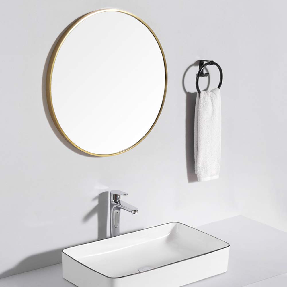 Warmiehomy Round Bathroom Mirror Wall Mounted Makeup Mirror with Frame for Bathroom Dressing Living Room Bedroom (Φ60cm, Gold)