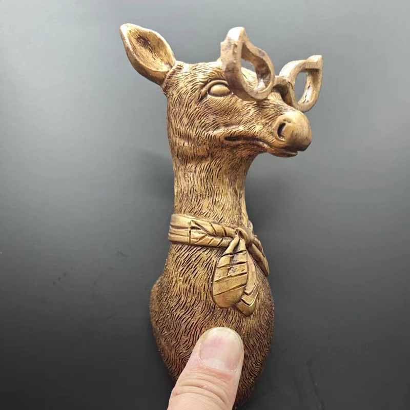 3D head Wall Mount Ornament, Animal Heads for Wall Art Hanging Sculptures, Small Metal Wall Resin Art Wall Decor Ornament Waterproof Bronzed Resin Decorations for Home (deer head)