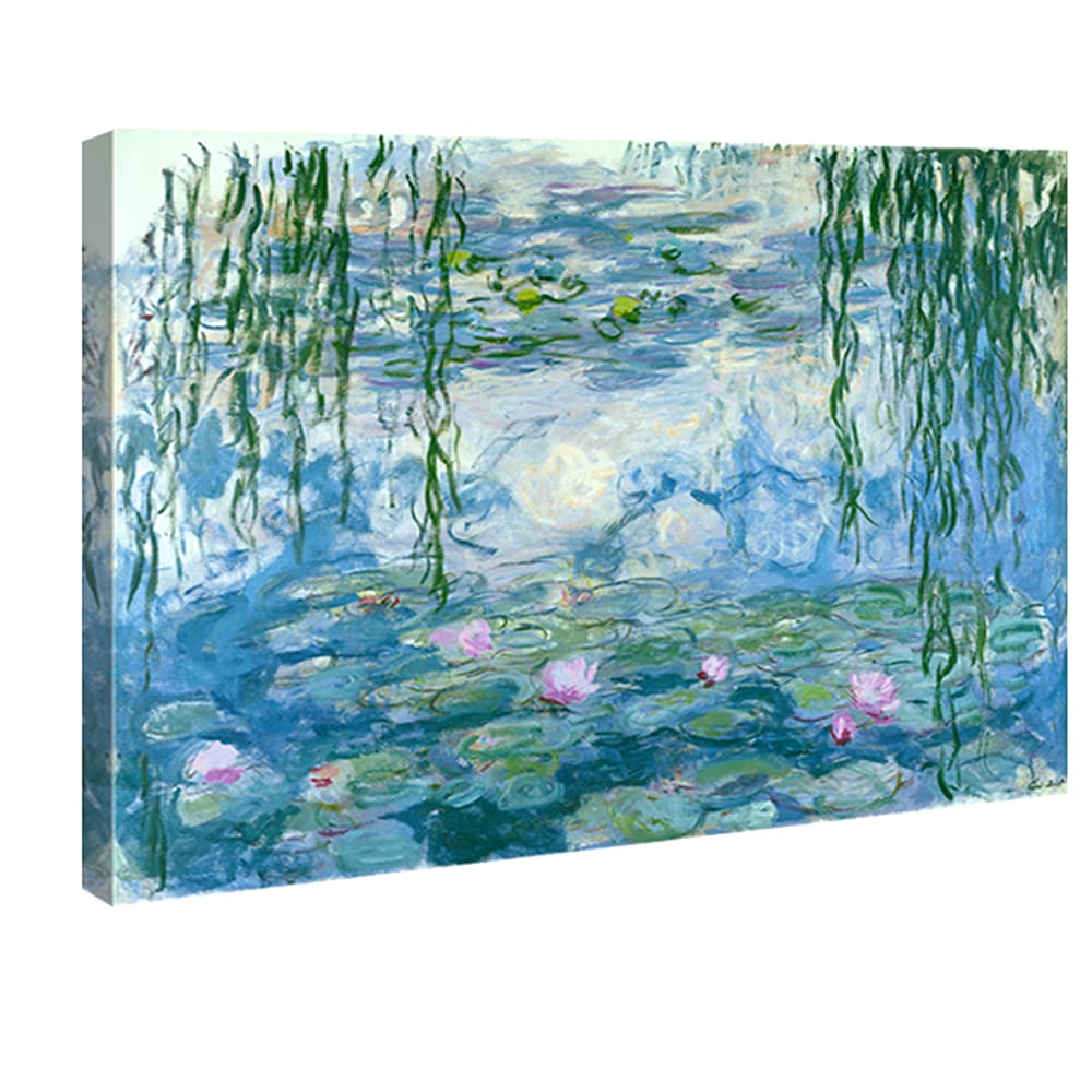 Wieco Art - Water Lilies by Claude Monet Oil Paintings Flowers Reproduction Giclee Canvas Prints Modern Landscape Artwork Picture Printed on Canvas Wall Art for Home Office Decorations