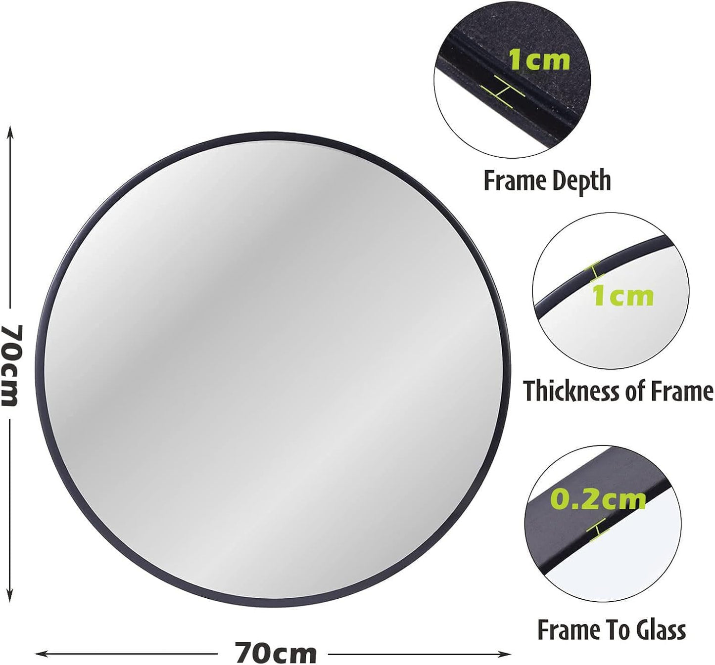 zenmag Round Mirror, 60x60 cm Metal Framed, Large Bathroom, Circle Hanging, Gold Wall for Living Room, Bedroom, Entryway Decor