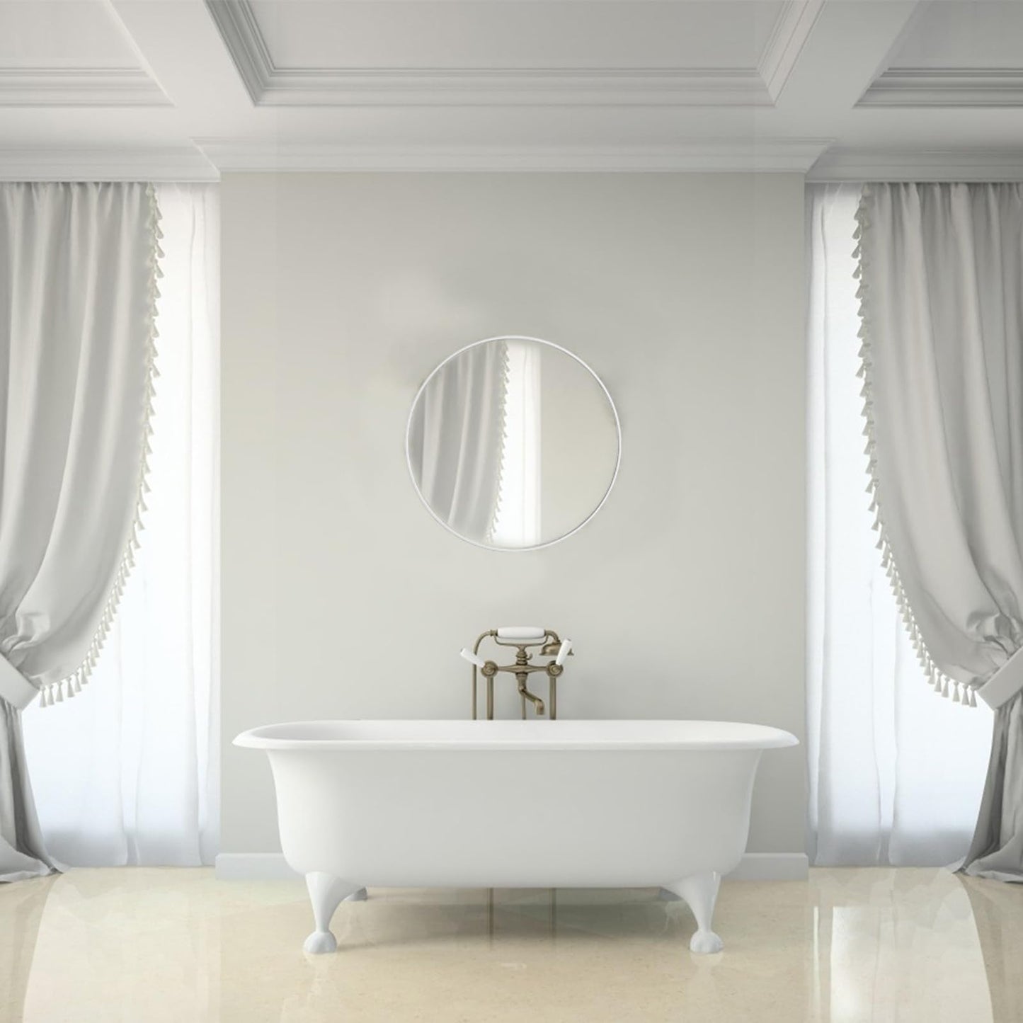 Warmiehomy Round Bathroom Mirror Wall Mounted Makeup Mirror with Frame for Bathroom Dressing Living Room Bedroom (Φ60cm, Gold)