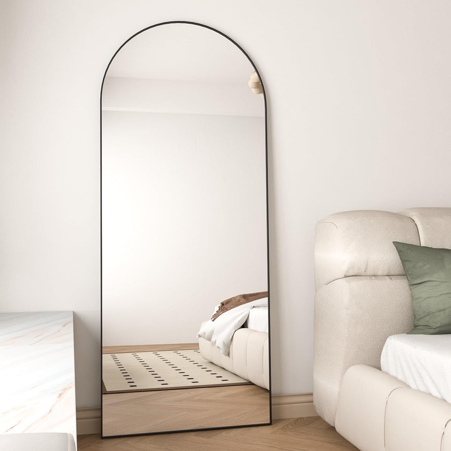 CASSILANDO Full Length Mirror165X60cm Arched Mirror, Black Floor Mirror with Standing Full Body Mirrors Hanging or Leaning Against Wall, for Cloakroom, Bedroom, Livingroom (Black)