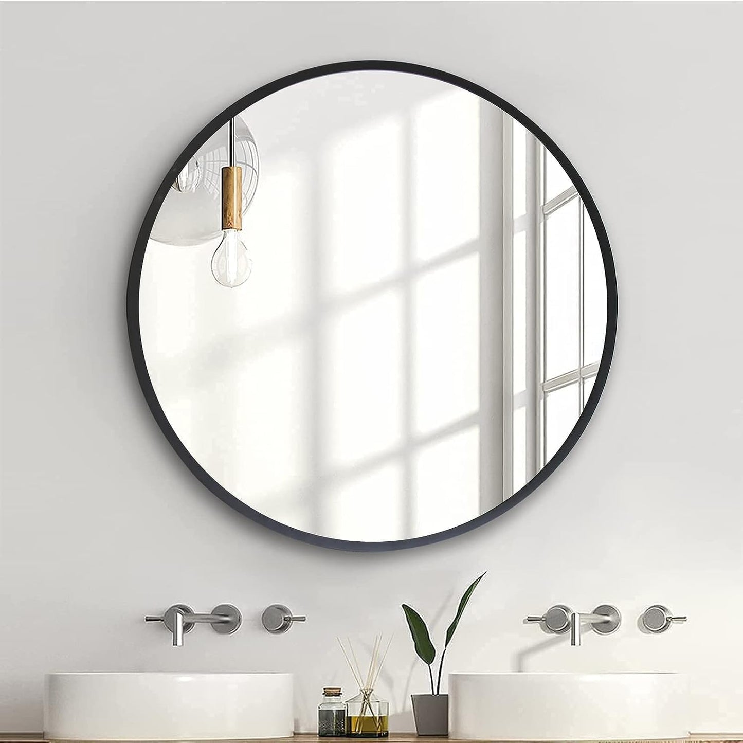 zenmag Round Mirror, 60x60 cm Metal Framed, Large Bathroom, Circle Hanging, Gold Wall for Living Room, Bedroom, Entryway Decor