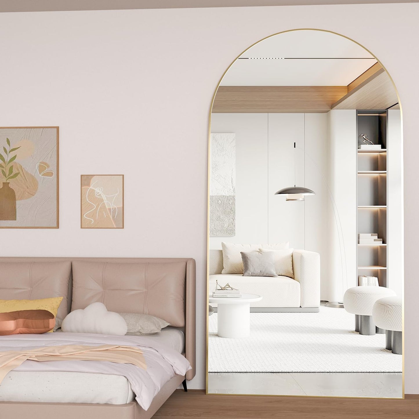 CASSILANDO Full Length Mirror165X60cm Arched Mirror, Black Floor Mirror with Standing Full Body Mirrors Hanging or Leaning Against Wall, for Cloakroom, Bedroom, Livingroom (Black)