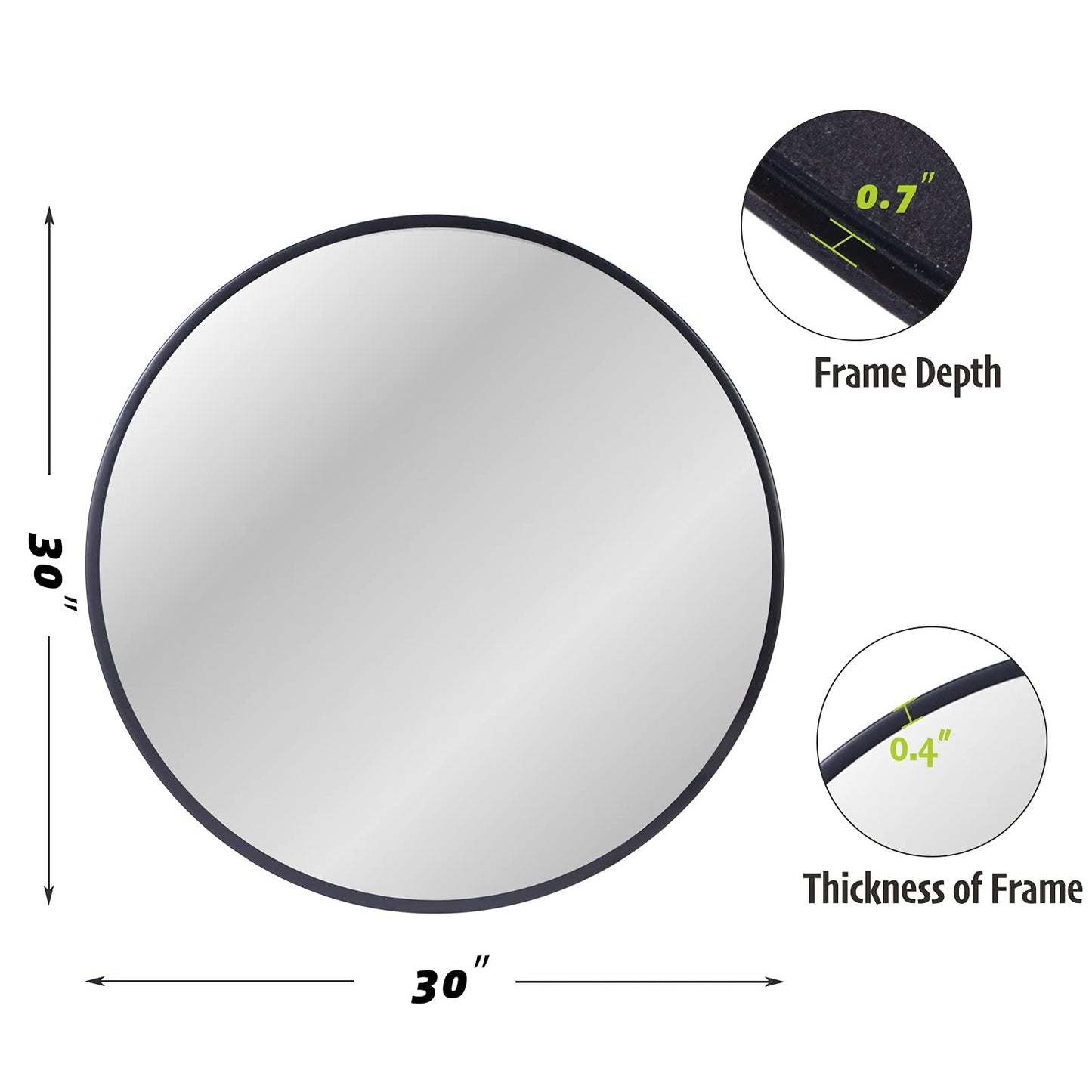 ZENIDA Round Mirror for Wall, 80x80 cm Metal Framed Circle, Large Bathroom, Gold for Living Room, Bedroom, Entryway Decor