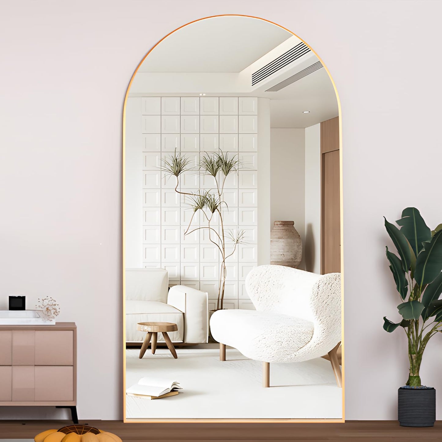 CASSILANDO Full Length Mirror165X60cm Arched Mirror, Black Floor Mirror with Standing Full Body Mirrors Hanging or Leaning Against Wall, for Cloakroom, Bedroom, Livingroom (Black)