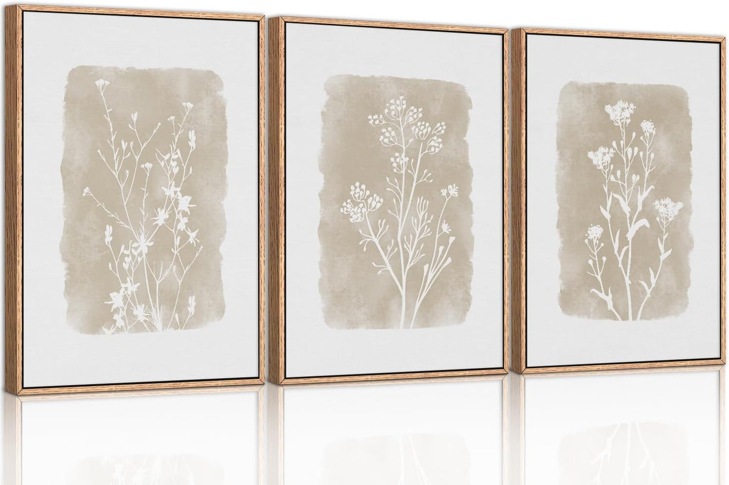 Framed Canvas Wall Art Prints, Set of 3 Mid Century Modern Wall Decor