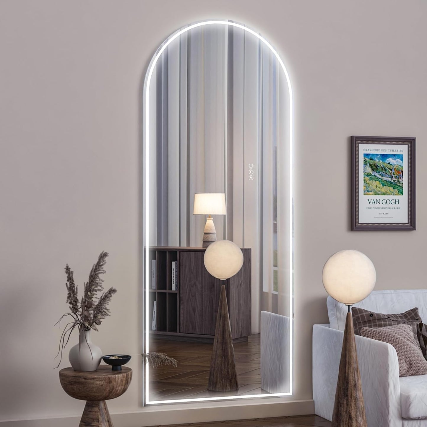 CASSILANDO Full Length Mirror165X60cm Arched Mirror, Black Floor Mirror with Standing Full Body Mirrors Hanging or Leaning Against Wall, for Cloakroom, Bedroom, Livingroom (Black)