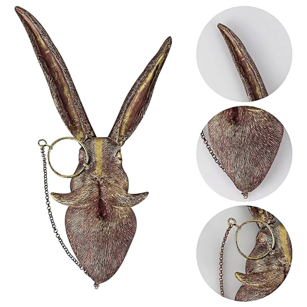3D head Wall Mount Ornament, Animal Heads for Wall Art Hanging Sculptures, Small Metal Wall Resin Art Wall Decor Ornament Waterproof Bronzed Resin Decorations for Home (deer head)