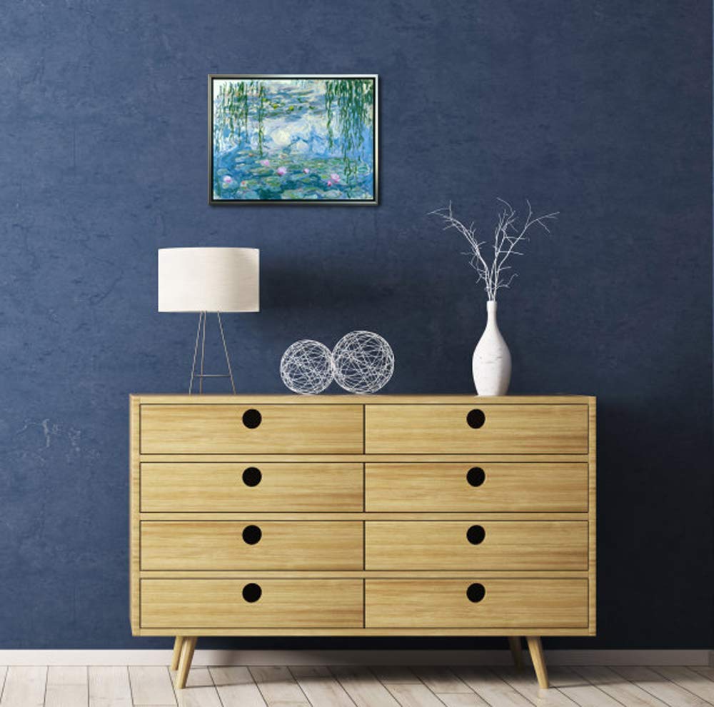 Wieco Art - Water Lilies by Claude Monet Oil Paintings Flowers Reproduction Giclee Canvas Prints Modern Landscape Artwork Picture Printed on Canvas Wall Art for Home Office Decorations