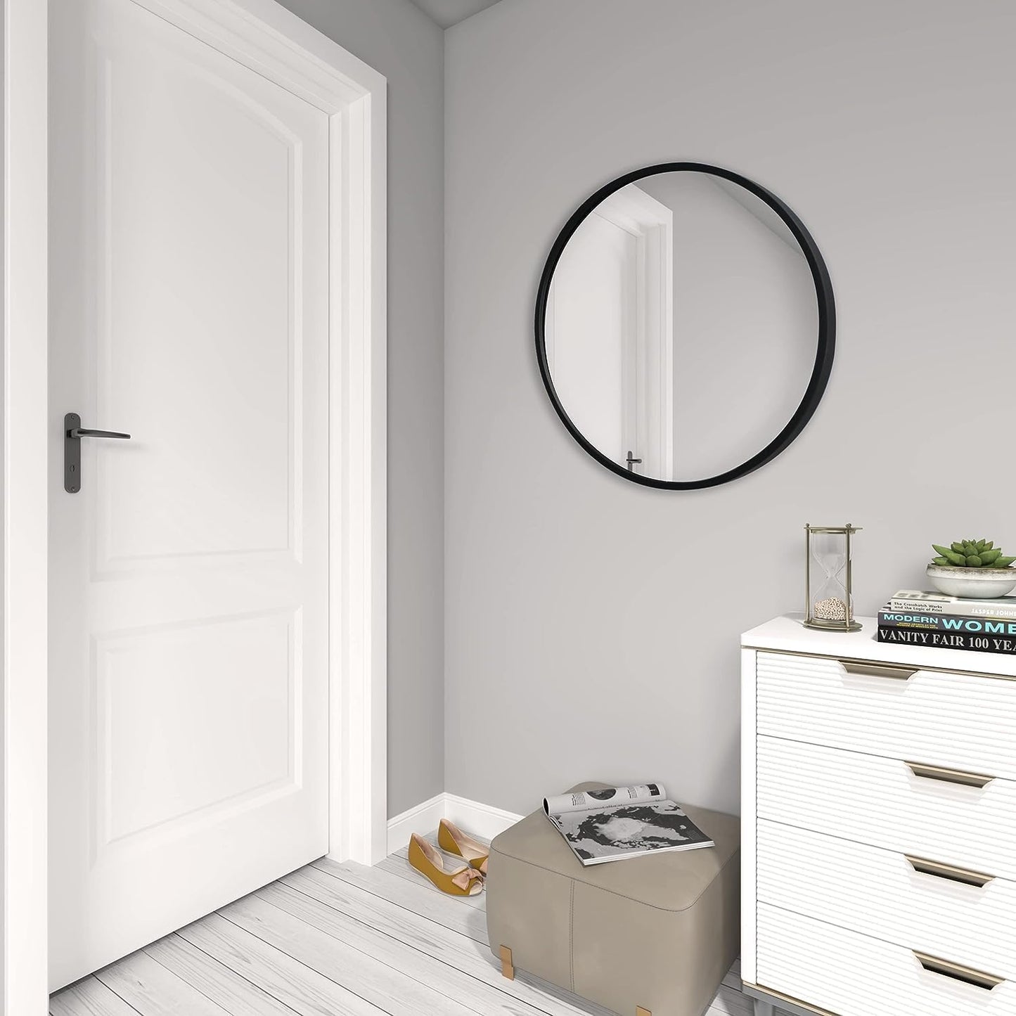 zenmag Round Mirror, 60x60 cm Metal Framed, Large Bathroom, Circle Hanging, Gold Wall for Living Room, Bedroom, Entryway Decor