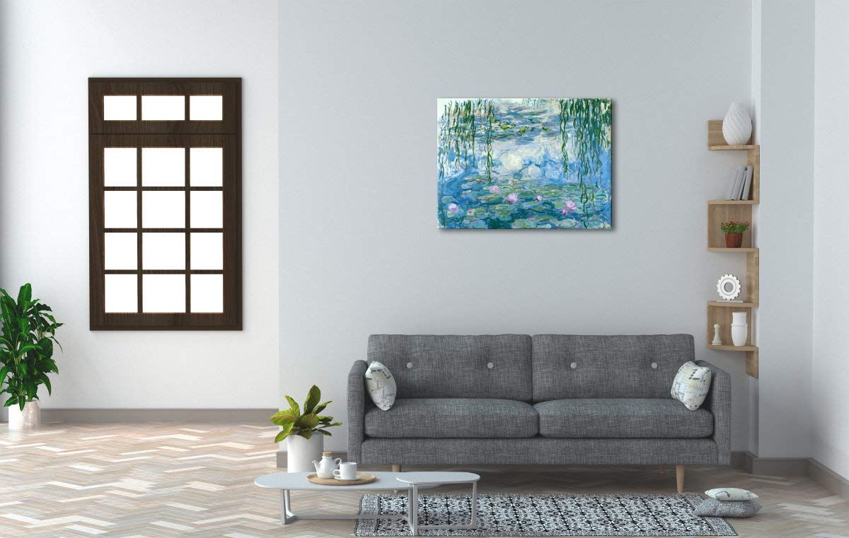 Wieco Art - Water Lilies by Claude Monet Oil Paintings Flowers Reproduction Giclee Canvas Prints Modern Landscape Artwork Picture Printed on Canvas Wall Art for Home Office Decorations