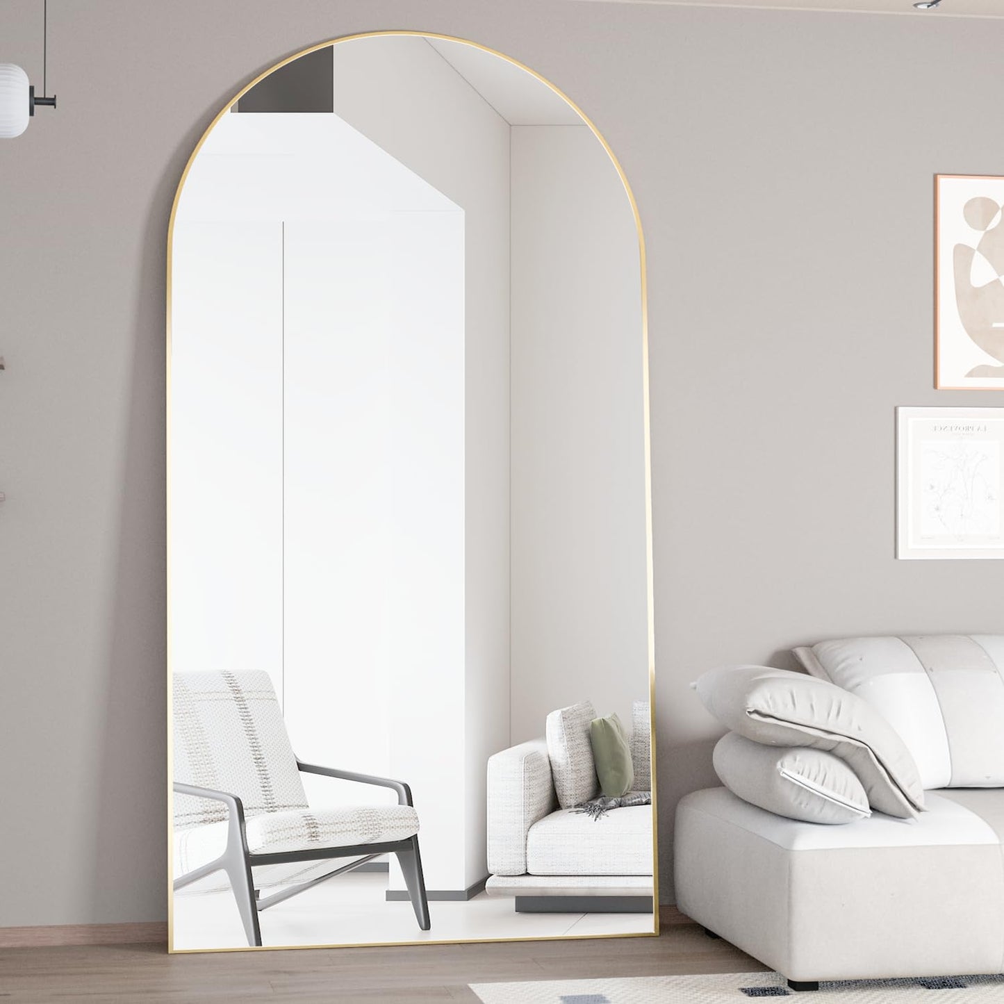CASSILANDO Full Length Mirror165X60cm Arched Mirror, Black Floor Mirror with Standing Full Body Mirrors Hanging or Leaning Against Wall, for Cloakroom, Bedroom, Livingroom (Black)