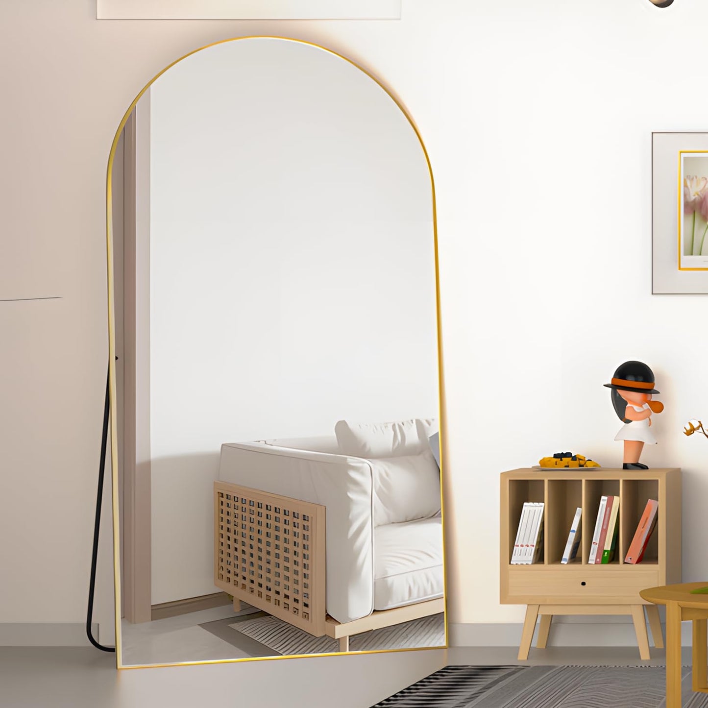 CASSILANDO Full Length Mirror165X60cm Arched Mirror, Black Floor Mirror with Standing Full Body Mirrors Hanging or Leaning Against Wall, for Cloakroom, Bedroom, Livingroom (Black)