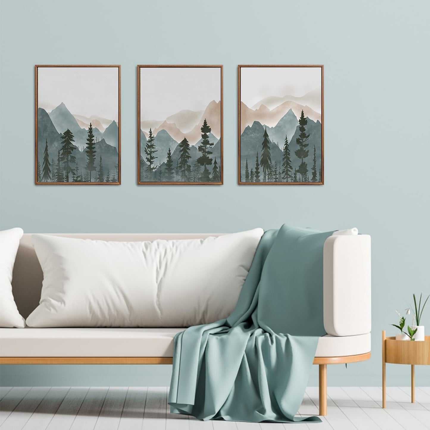 Framed Canvas Wall Art Prints, Set of 3 Mid Century Modern Wall Decor