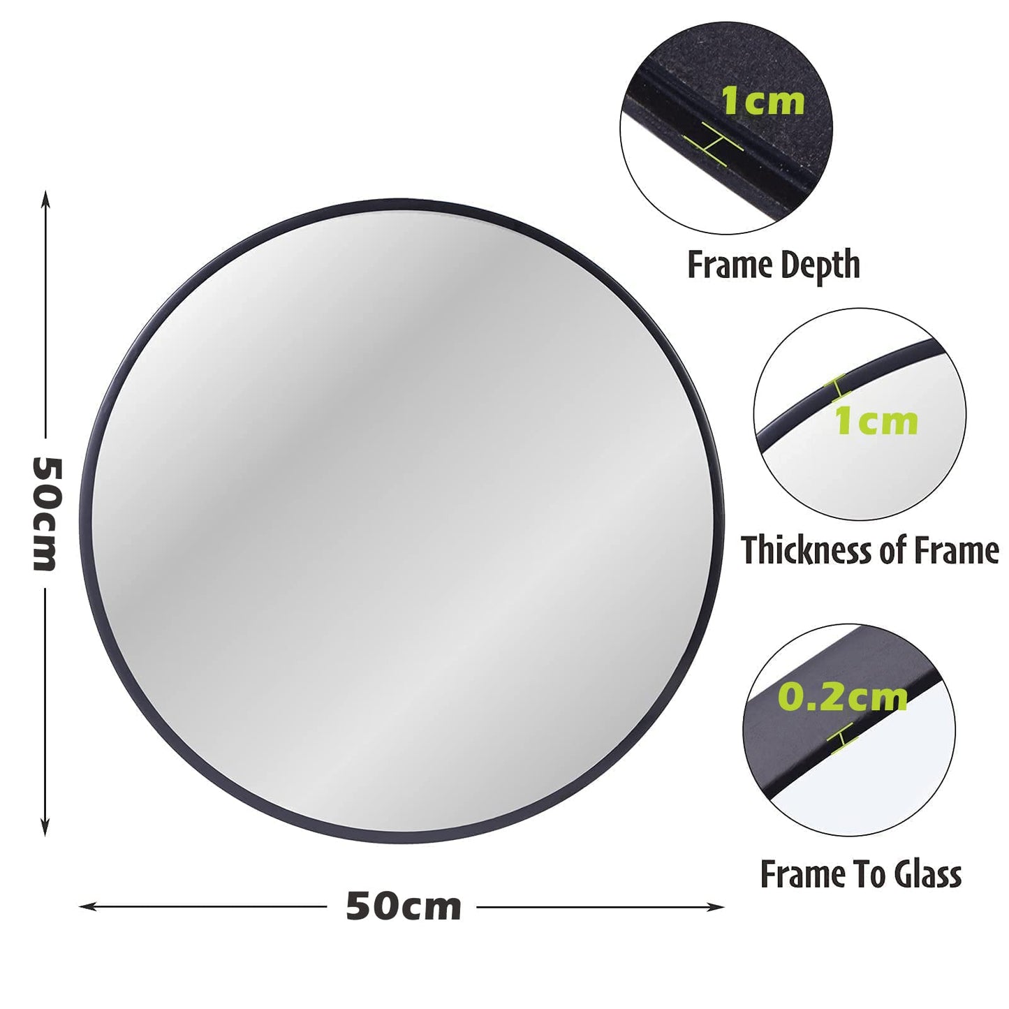 zenmag Round Mirror, 60x60 cm Metal Framed, Large Bathroom, Circle Hanging, Gold Wall for Living Room, Bedroom, Entryway Decor