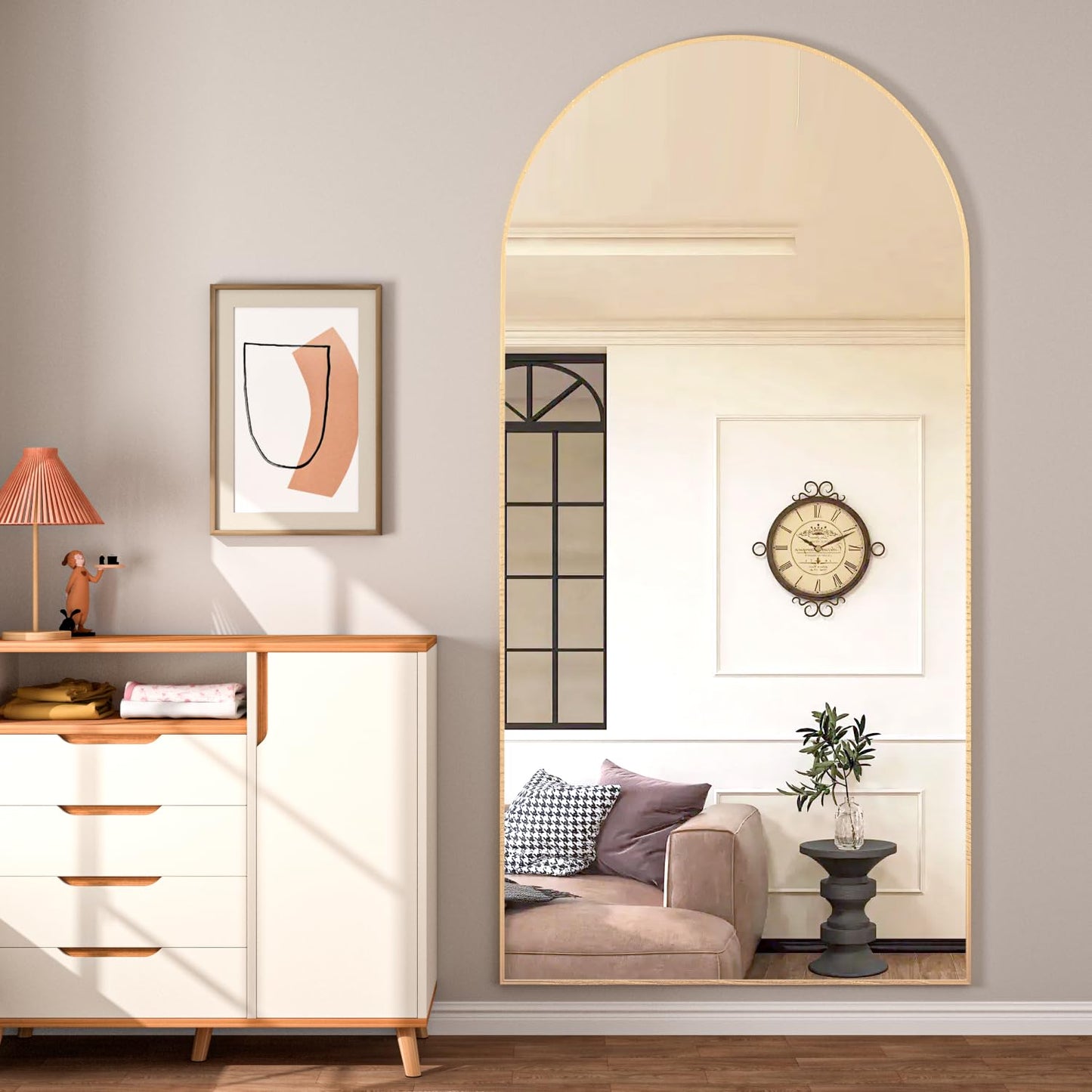 CASSILANDO Full Length Mirror165X60cm Arched Mirror, Black Floor Mirror with Standing Full Body Mirrors Hanging or Leaning Against Wall, for Cloakroom, Bedroom, Livingroom (Black)