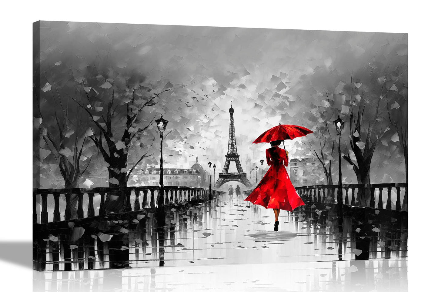 Calm Of The Rain in Paris Orange Large Abstract Canvas Wall Pictures