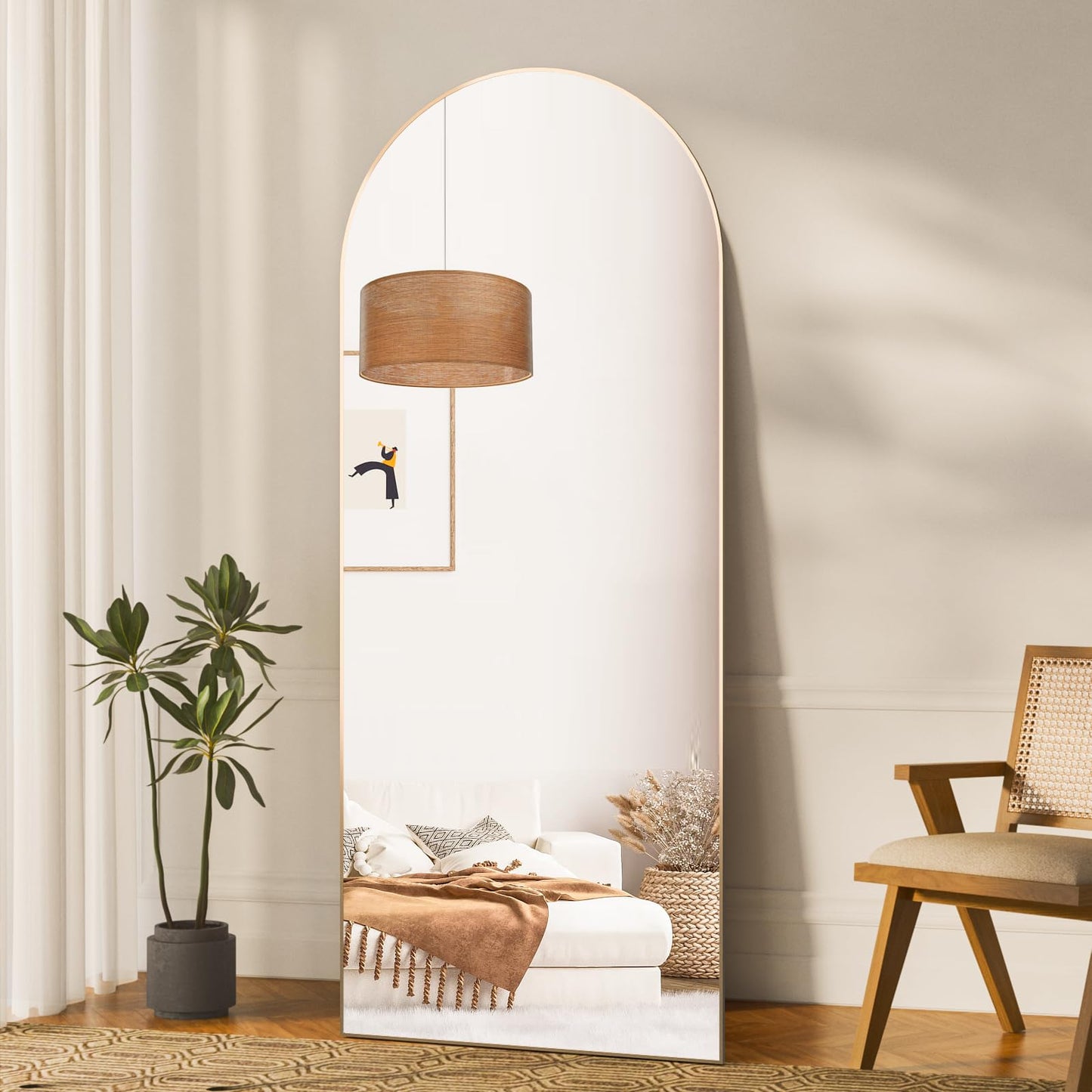 CASSILANDO Full Length Mirror165X60cm Arched Mirror, Black Floor Mirror with Standing Full Body Mirrors Hanging or Leaning Against Wall, for Cloakroom, Bedroom, Livingroom (Black)