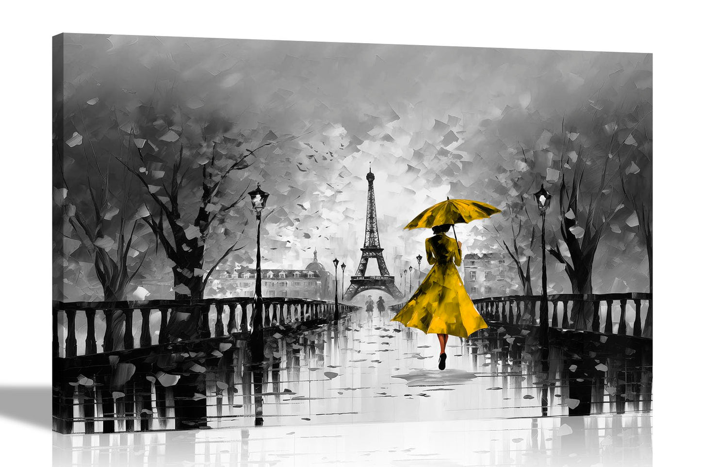 Calm Of The Rain in Paris Orange Large Abstract Canvas Wall Pictures