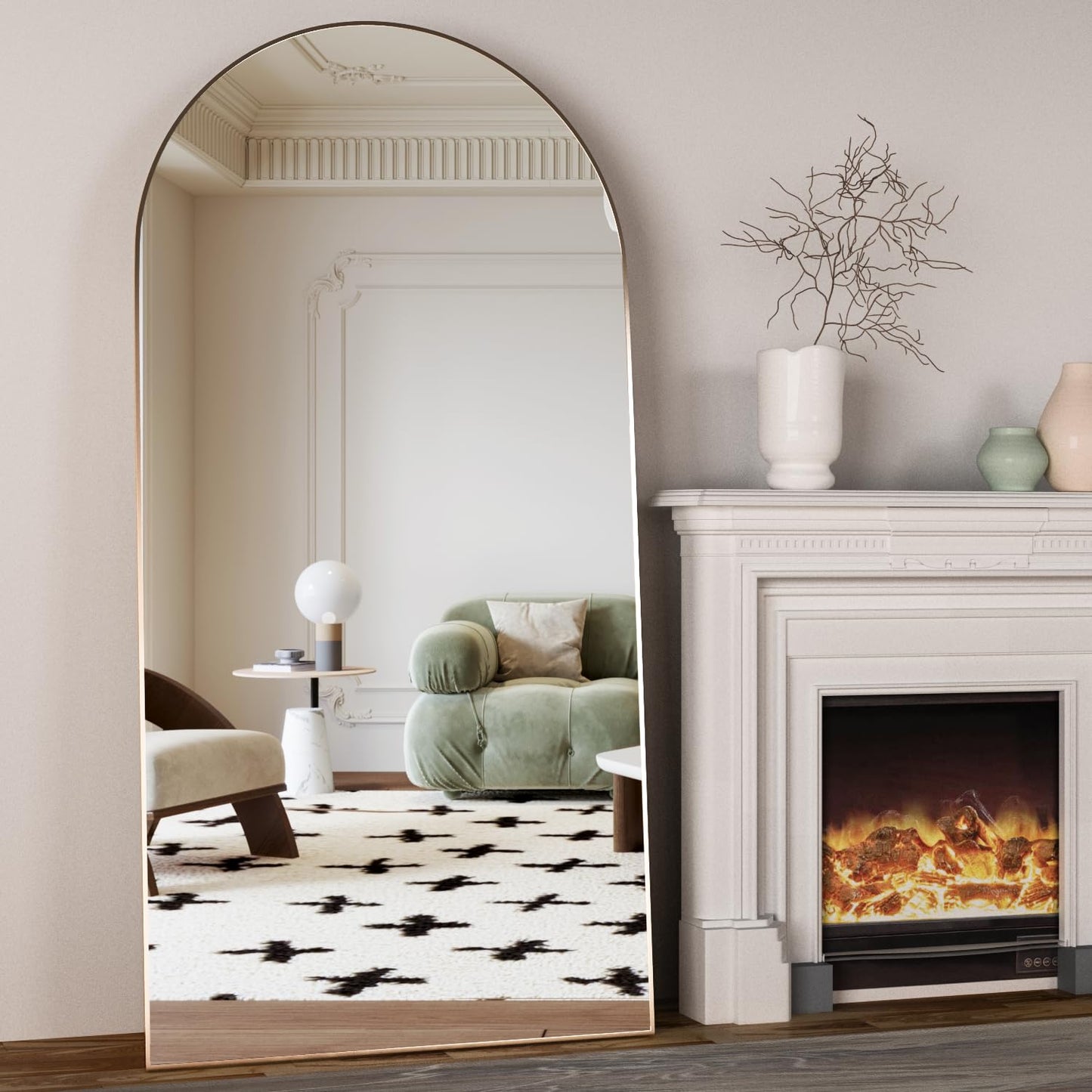 CASSILANDO Full Length Mirror165X60cm Arched Mirror, Black Floor Mirror with Standing Full Body Mirrors Hanging or Leaning Against Wall, for Cloakroom, Bedroom, Livingroom (Black)