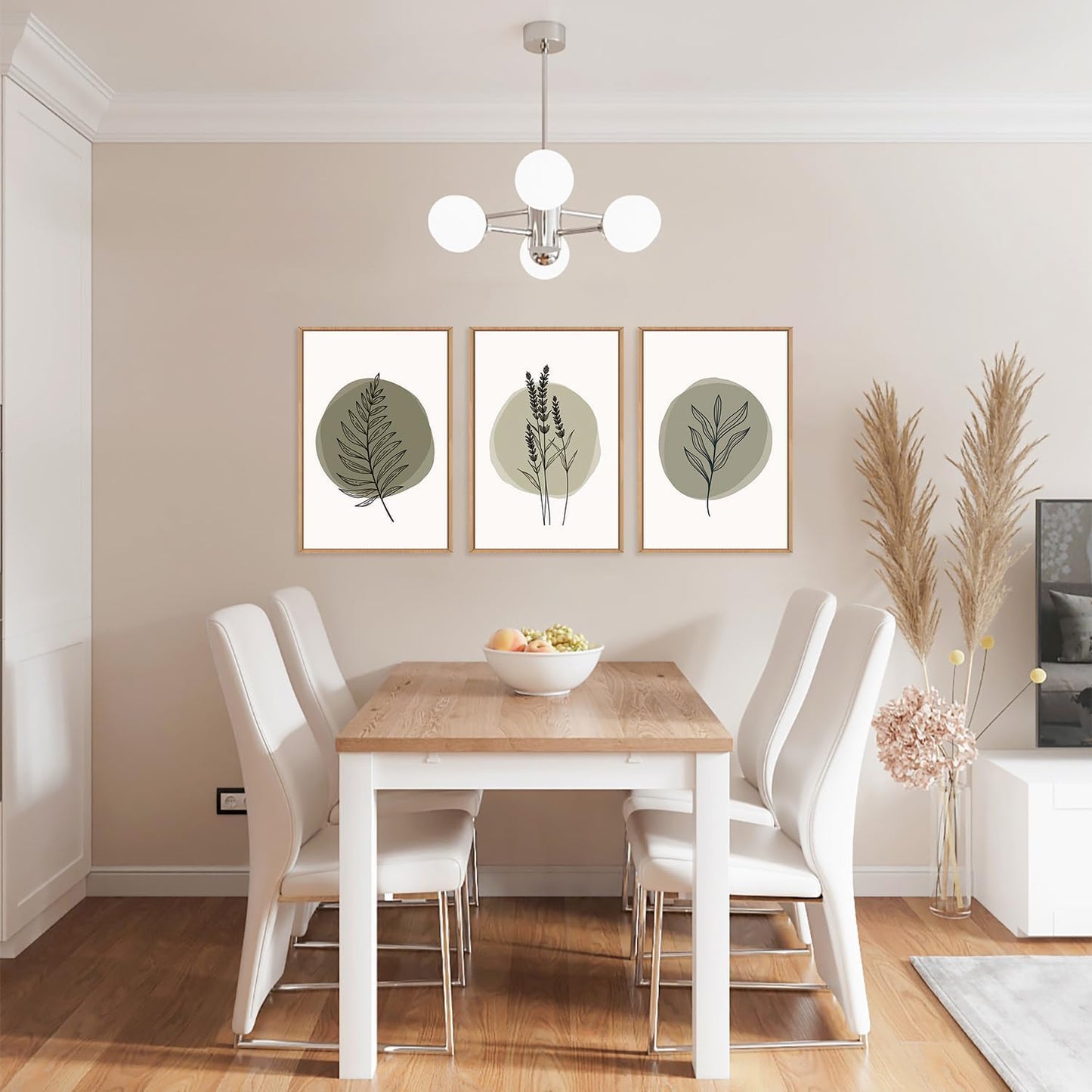Framed Canvas Wall Art Prints, Set of 3 Mid Century Modern Wall Decor