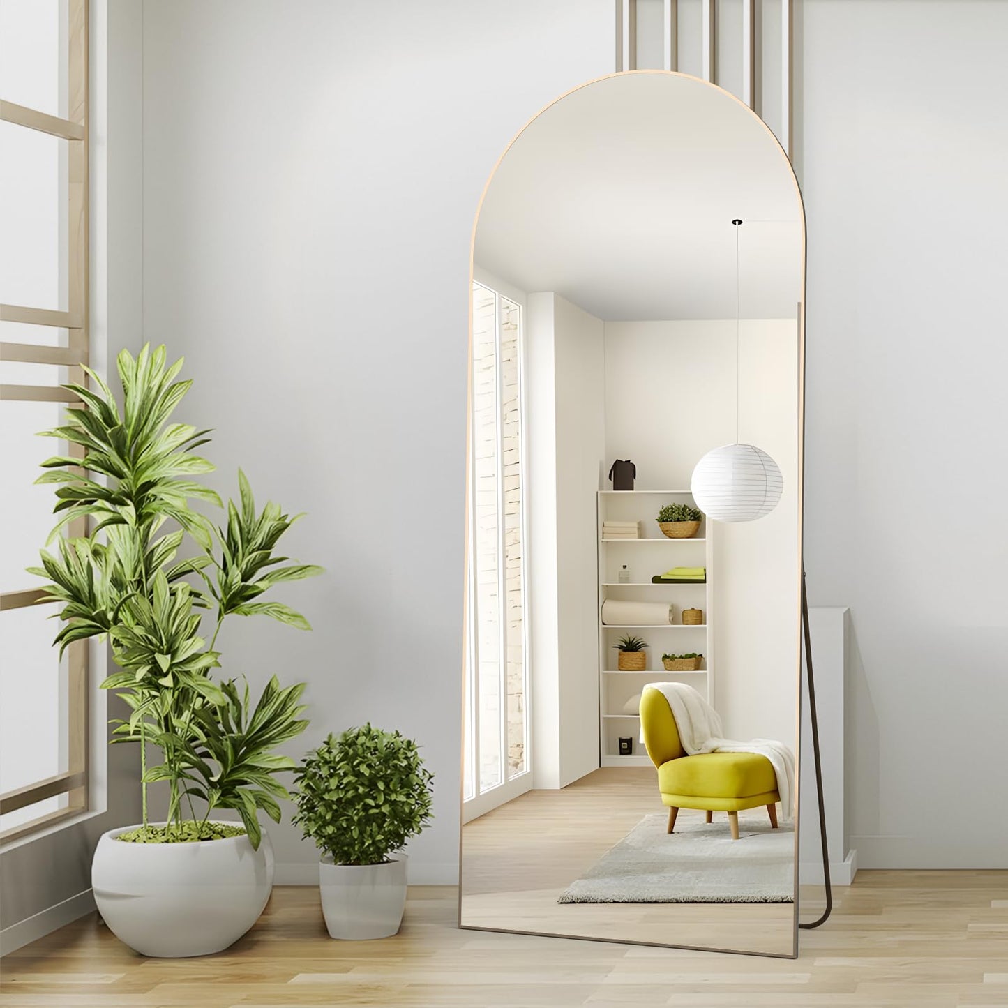 CASSILANDO Full Length Mirror165X60cm Arched Mirror, Black Floor Mirror with Standing Full Body Mirrors Hanging or Leaning Against Wall, for Cloakroom, Bedroom, Livingroom (Black)