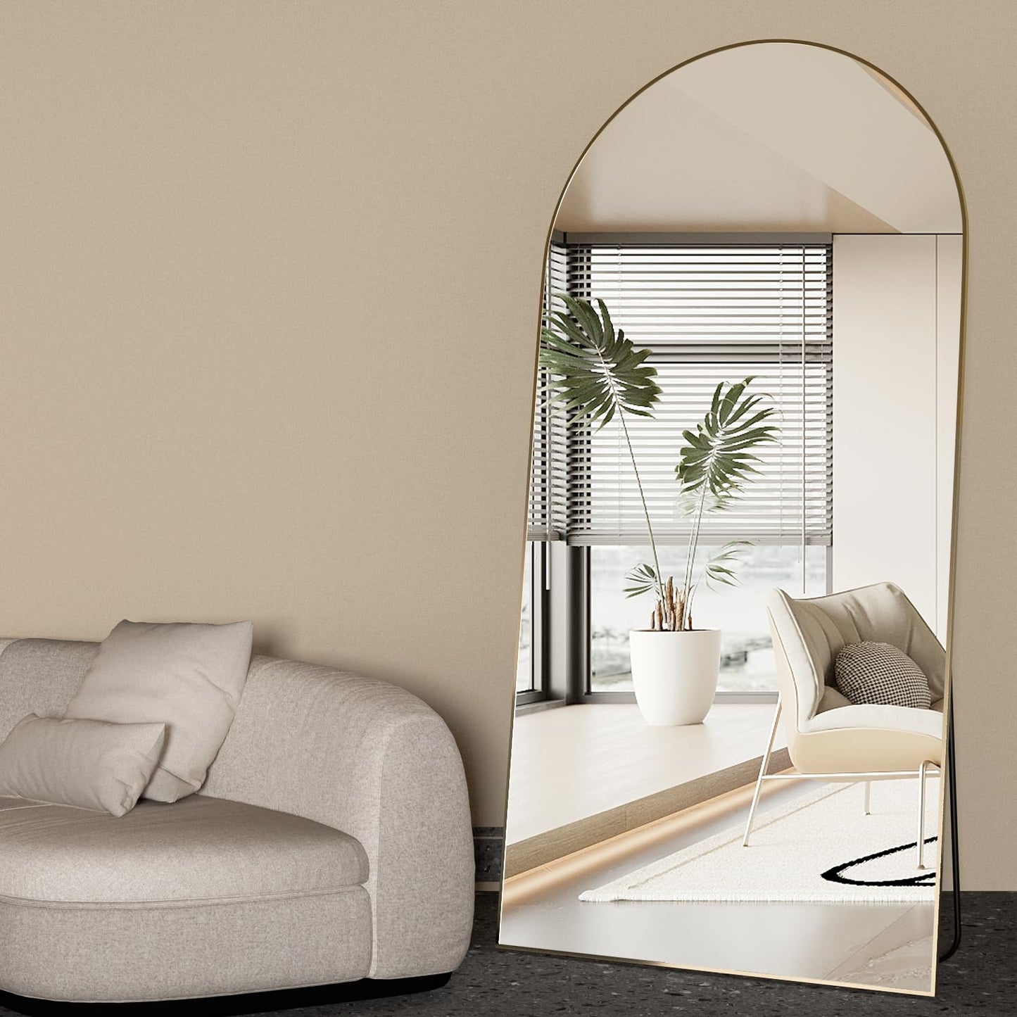 CASSILANDO Full Length Mirror165X60cm Arched Mirror, Black Floor Mirror with Standing Full Body Mirrors Hanging or Leaning Against Wall, for Cloakroom, Bedroom, Livingroom (Black)