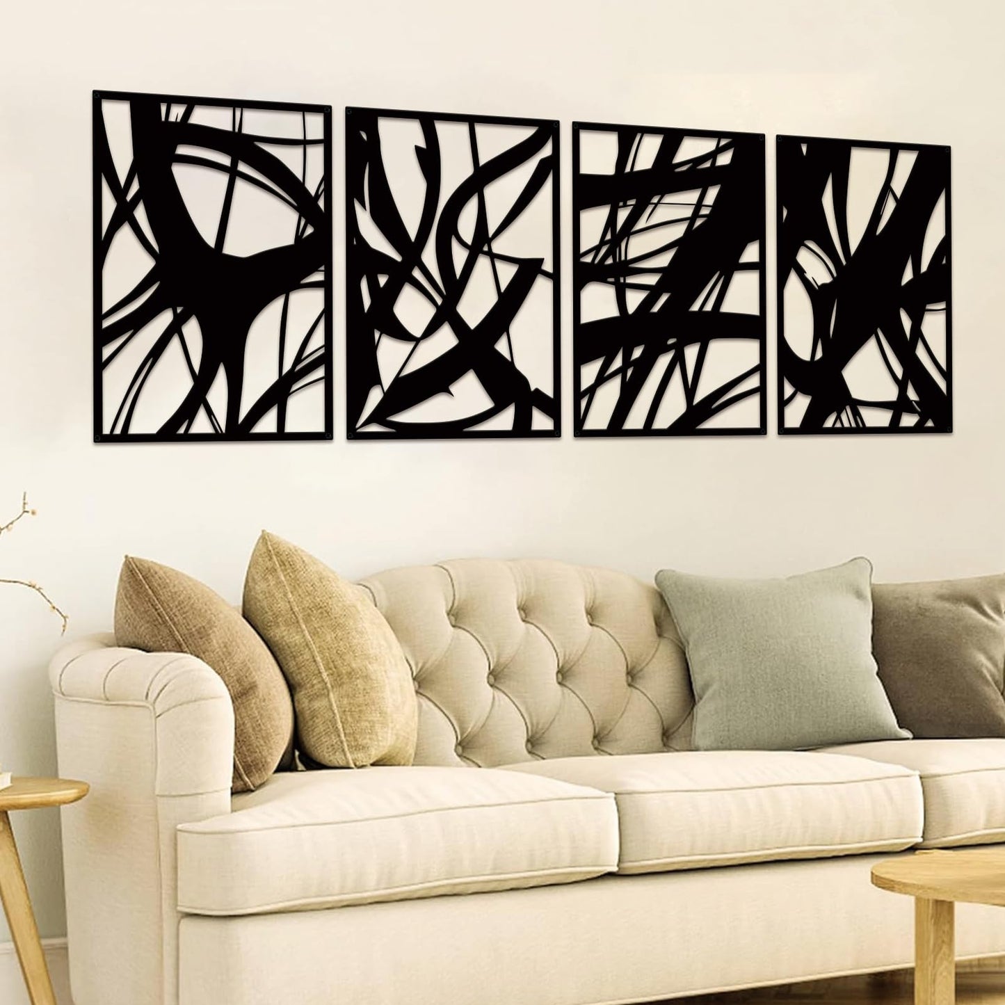 ruelen Wall Decor 2 Pcs Metal Leaf Wall Art, Modern Minimalist Black Metal Leaf Hanging Decor Rustic Farmhouse Wall Decor for Home Living Room Bedroom Bathroom Hallway Office