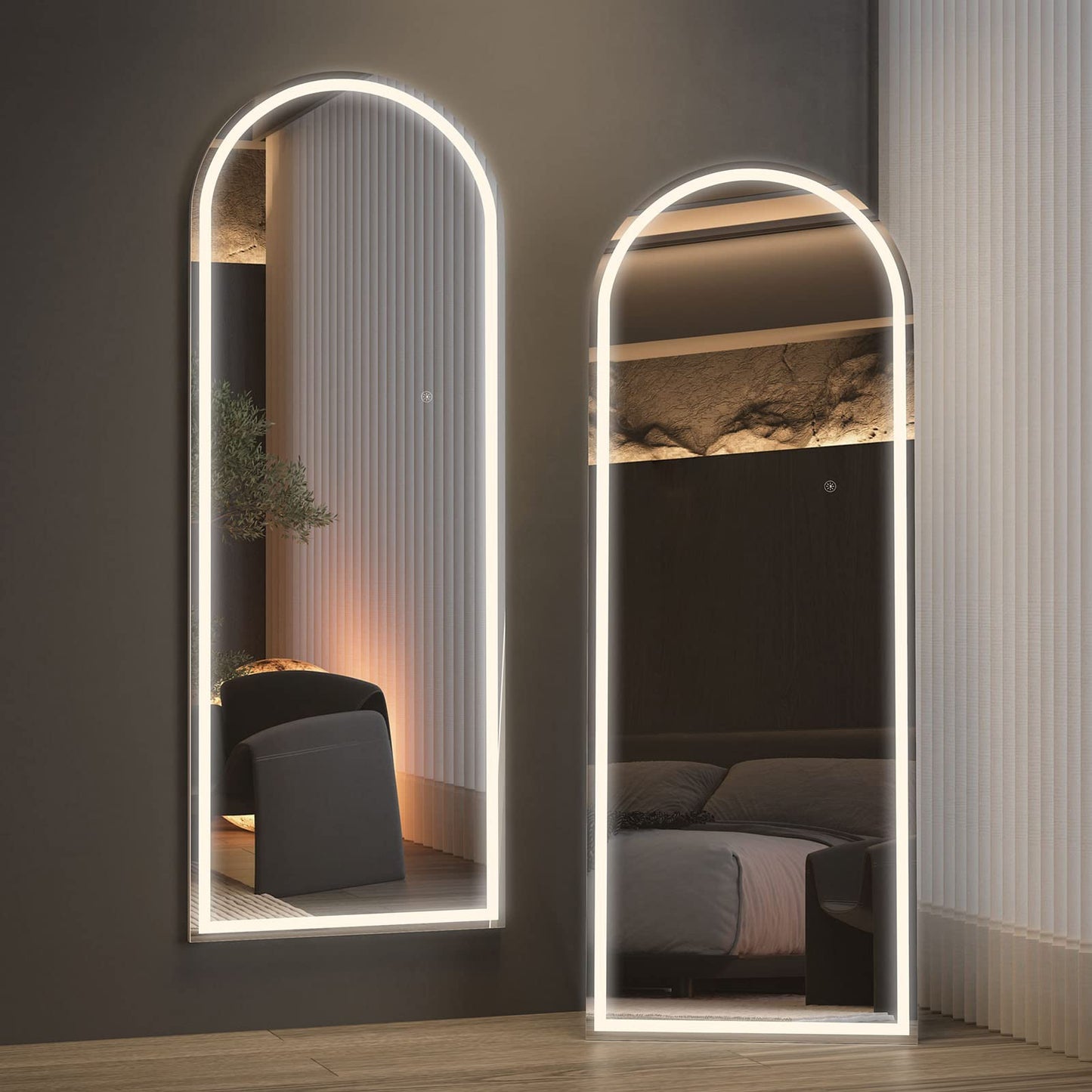 CASSILANDO Full Length Mirror165X60cm Arched Mirror, Black Floor Mirror with Standing Full Body Mirrors Hanging or Leaning Against Wall, for Cloakroom, Bedroom, Livingroom (Black)