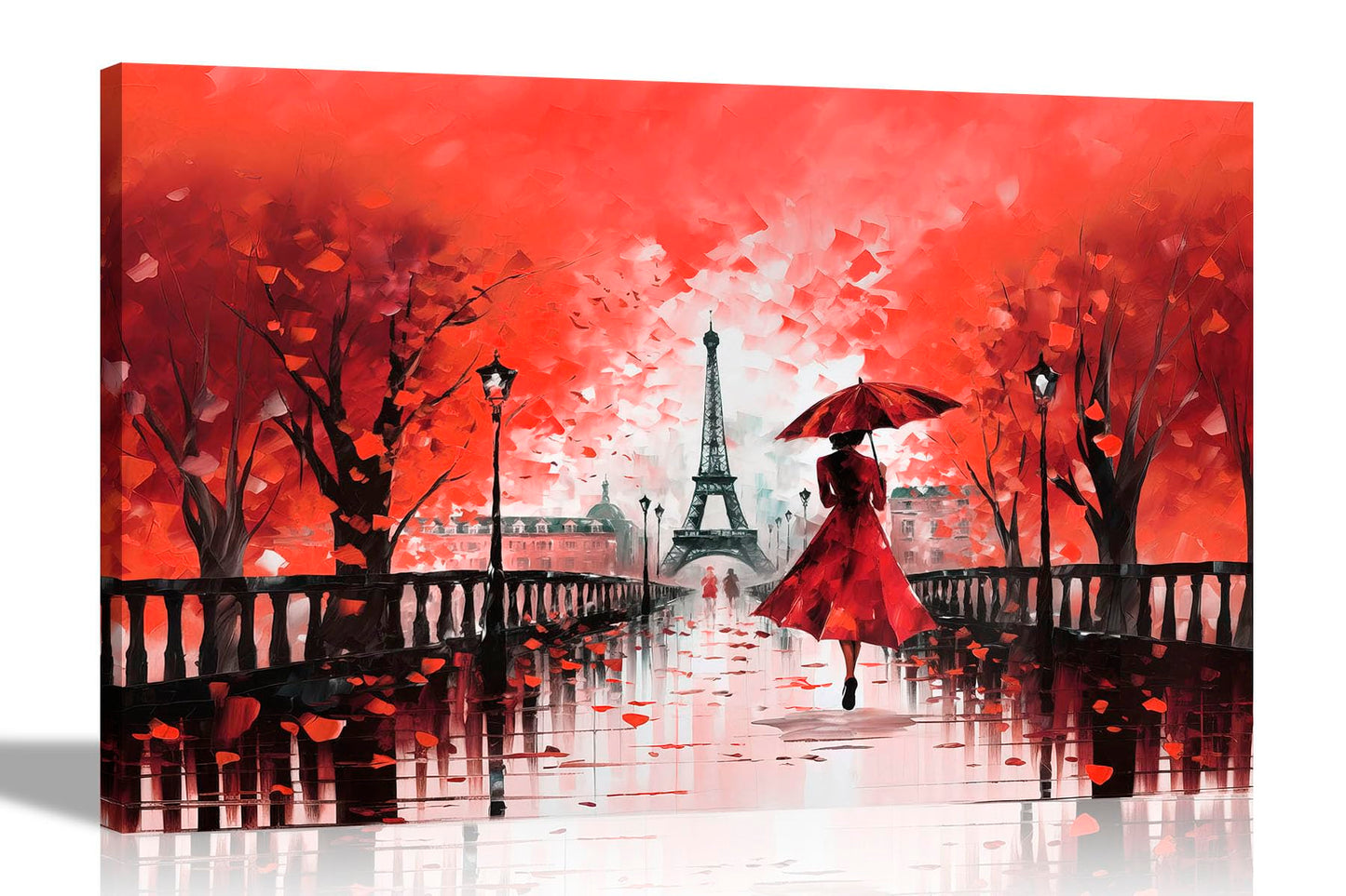 Calm Of The Rain in Paris Orange Large Abstract Canvas Wall Pictures