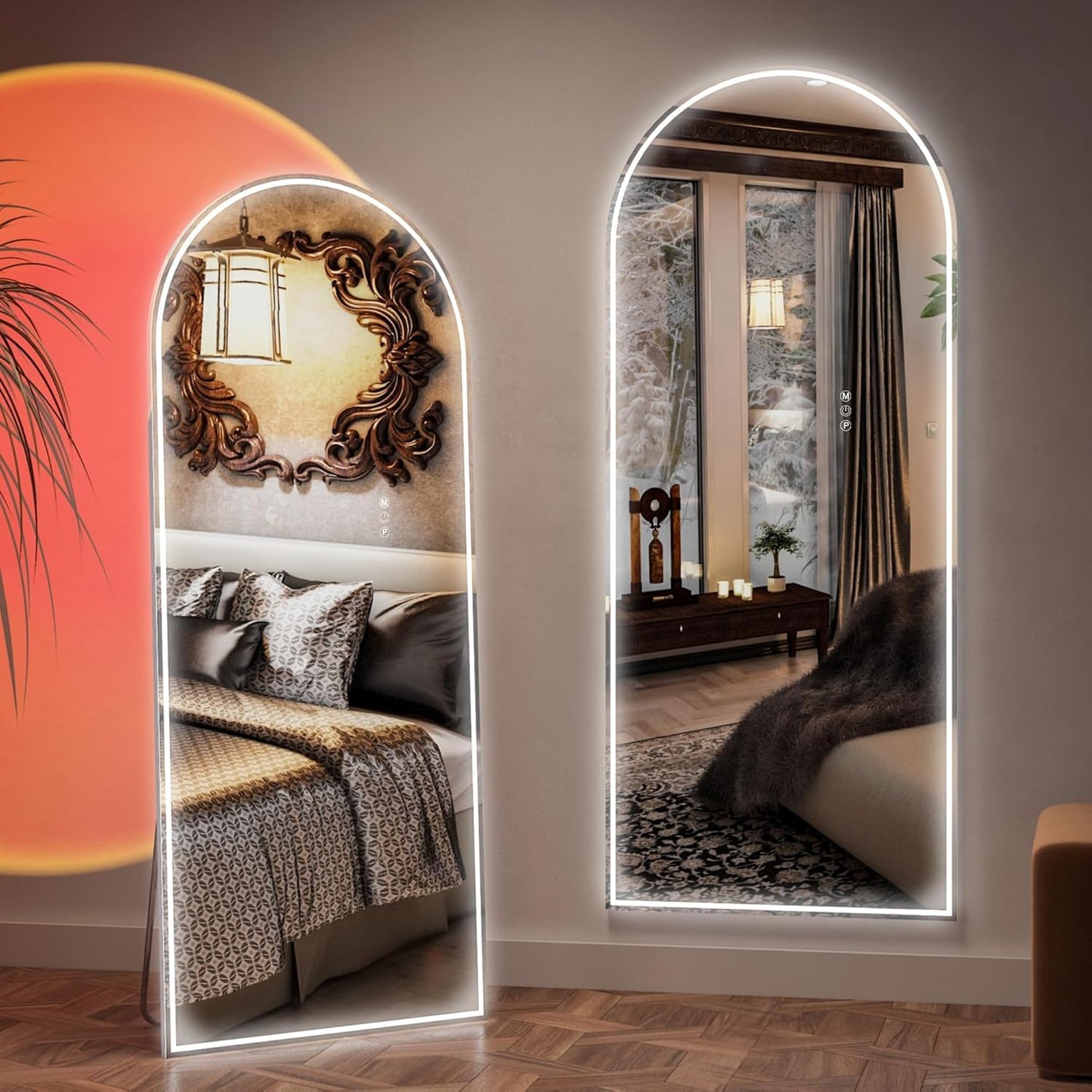 CASSILANDO Full Length Mirror165X60cm Arched Mirror, Black Floor Mirror with Standing Full Body Mirrors Hanging or Leaning Against Wall, for Cloakroom, Bedroom, Livingroom (Black)
