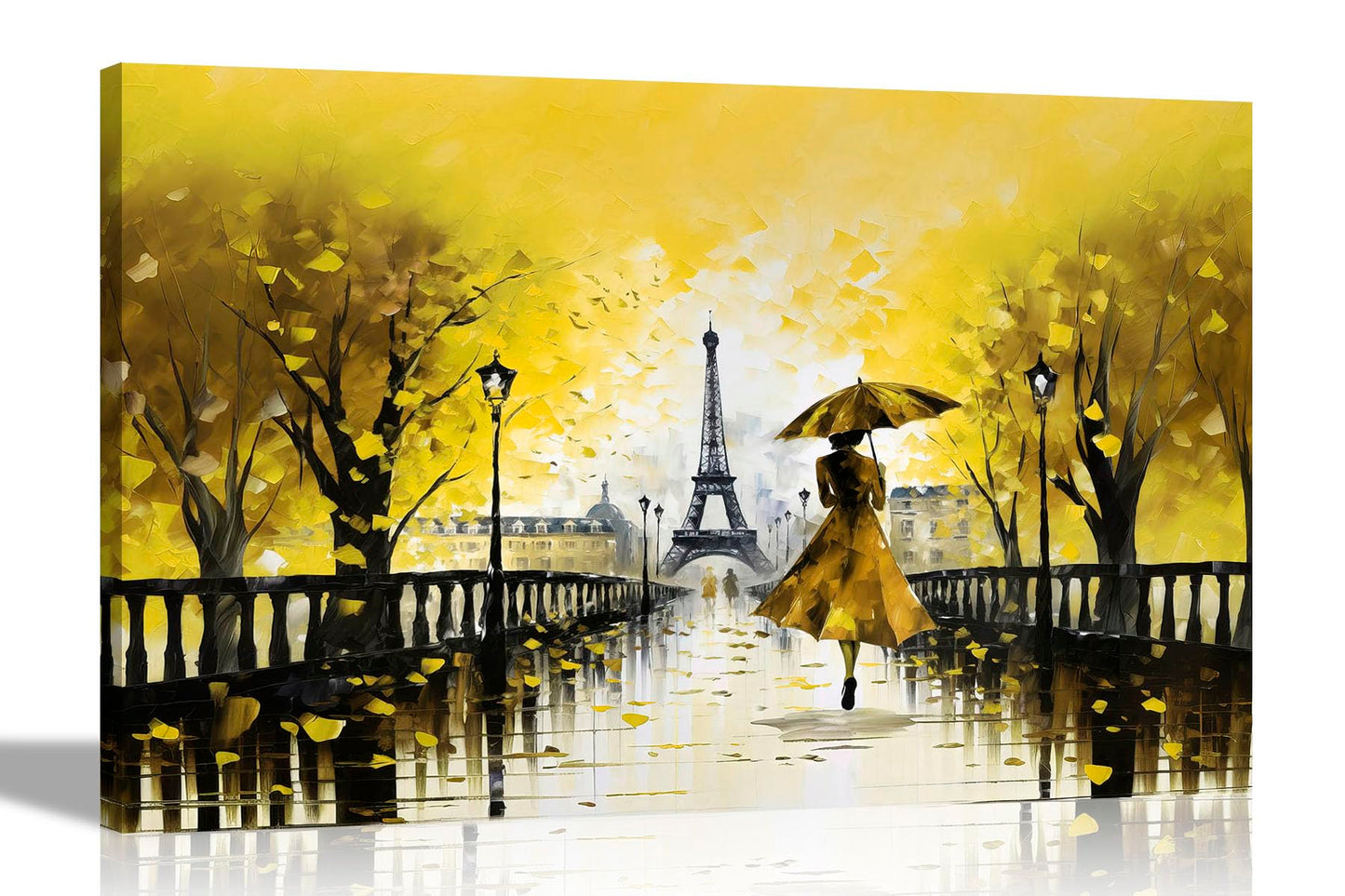 Calm Of The Rain in Paris Orange Large Abstract Canvas Wall Pictures