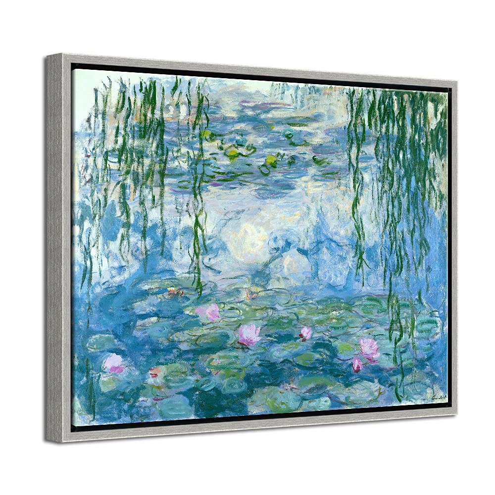 Wieco Art - Water Lilies by Claude Monet Oil Paintings Flowers Reproduction Giclee Canvas Prints Modern Landscape Artwork Picture Printed on Canvas Wall Art for Home Office Decorations