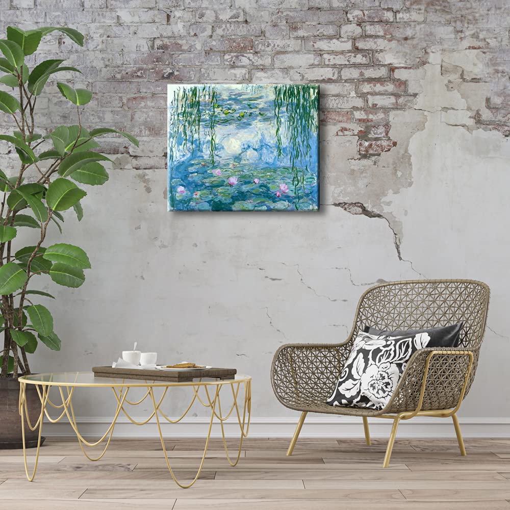 Wieco Art - Water Lilies by Claude Monet Oil Paintings Flowers Reproduction Giclee Canvas Prints Modern Landscape Artwork Picture Printed on Canvas Wall Art for Home Office Decorations
