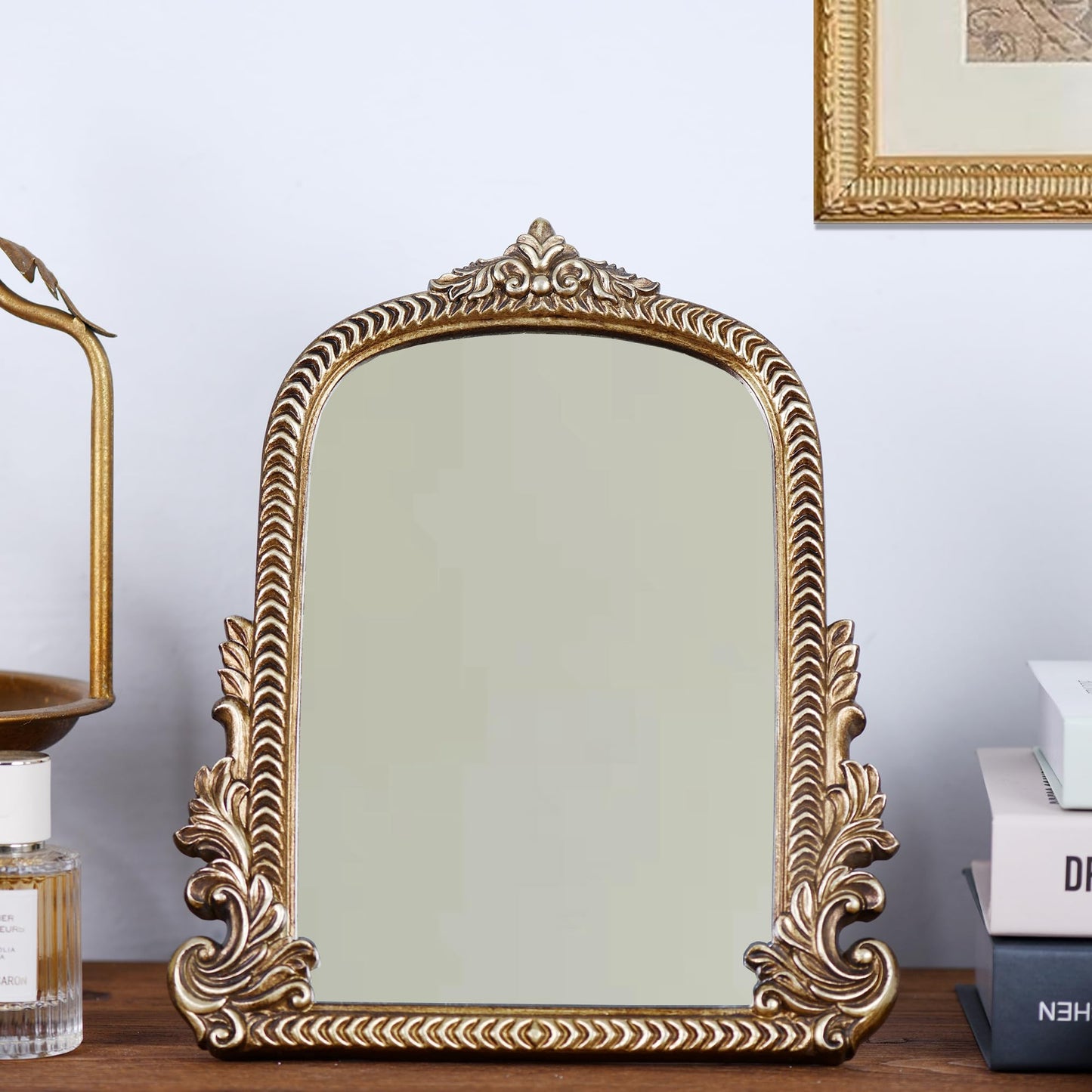 Gold Arched Mirror (40 x 50 CM) Ornate Baroque Arch Wall Mirror-for Living Rooms, Hallways, Fireplaces, Bathrooms, Entryways