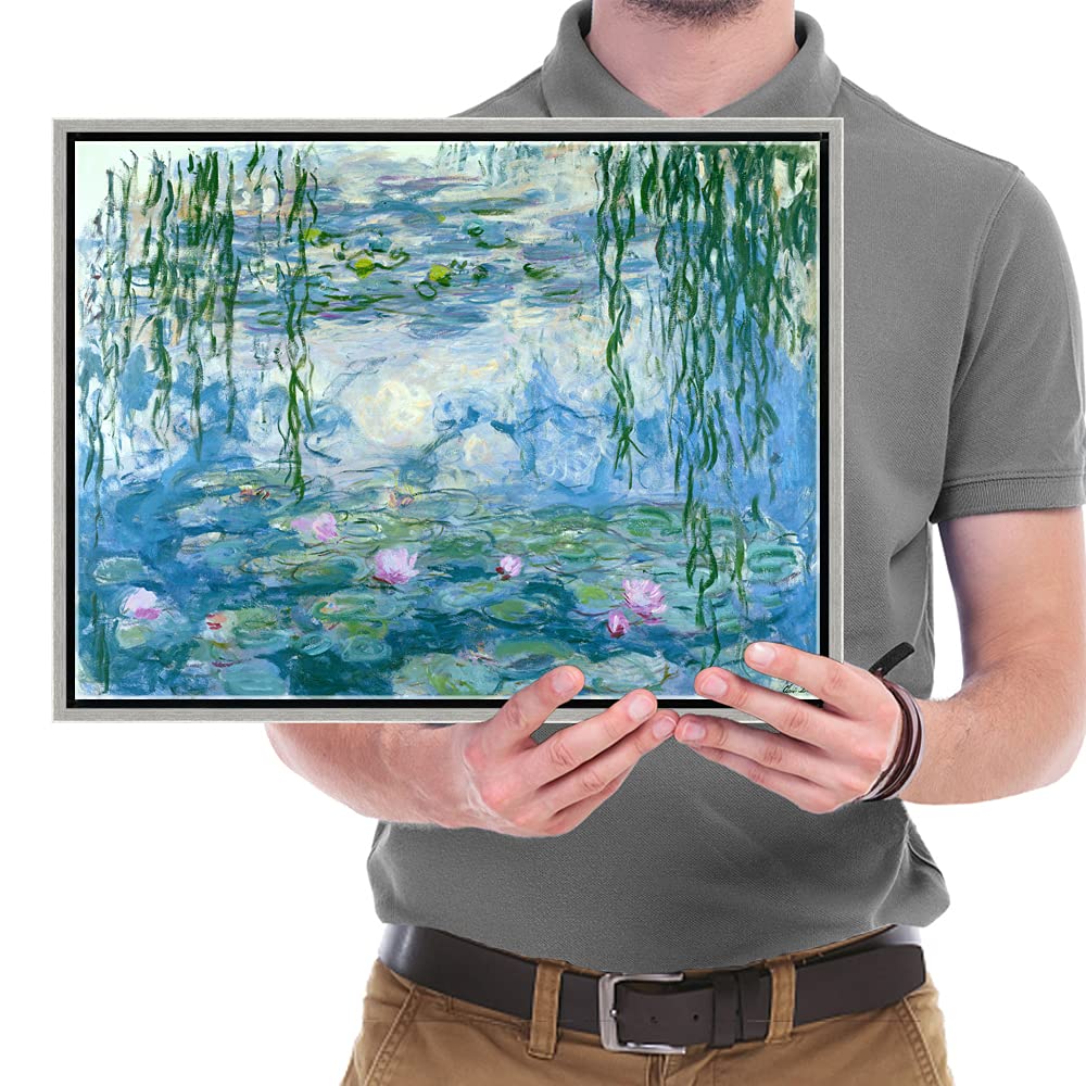 Wieco Art - Water Lilies by Claude Monet Oil Paintings Flowers Reproduction Giclee Canvas Prints Modern Landscape Artwork Picture Printed on Canvas Wall Art for Home Office Decorations