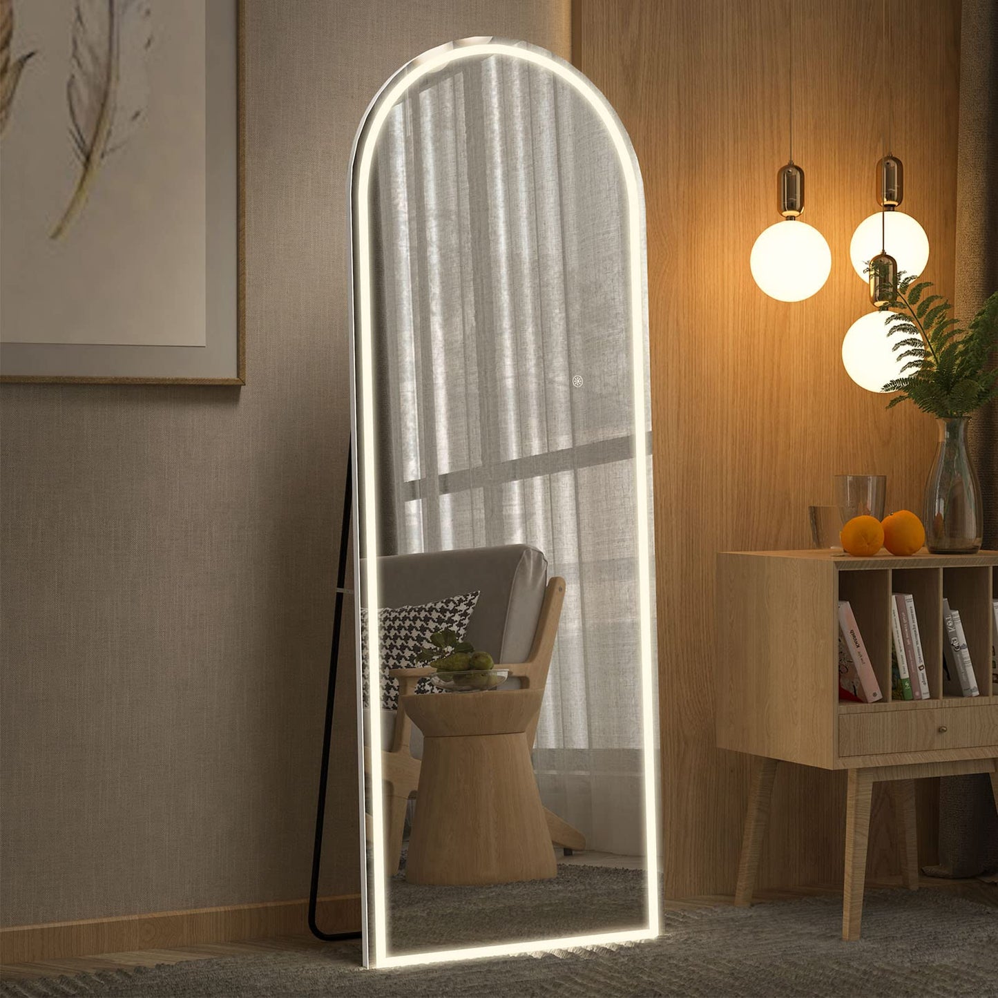 CASSILANDO Full Length Mirror165X60cm Arched Mirror, Black Floor Mirror with Standing Full Body Mirrors Hanging or Leaning Against Wall, for Cloakroom, Bedroom, Livingroom (Black)