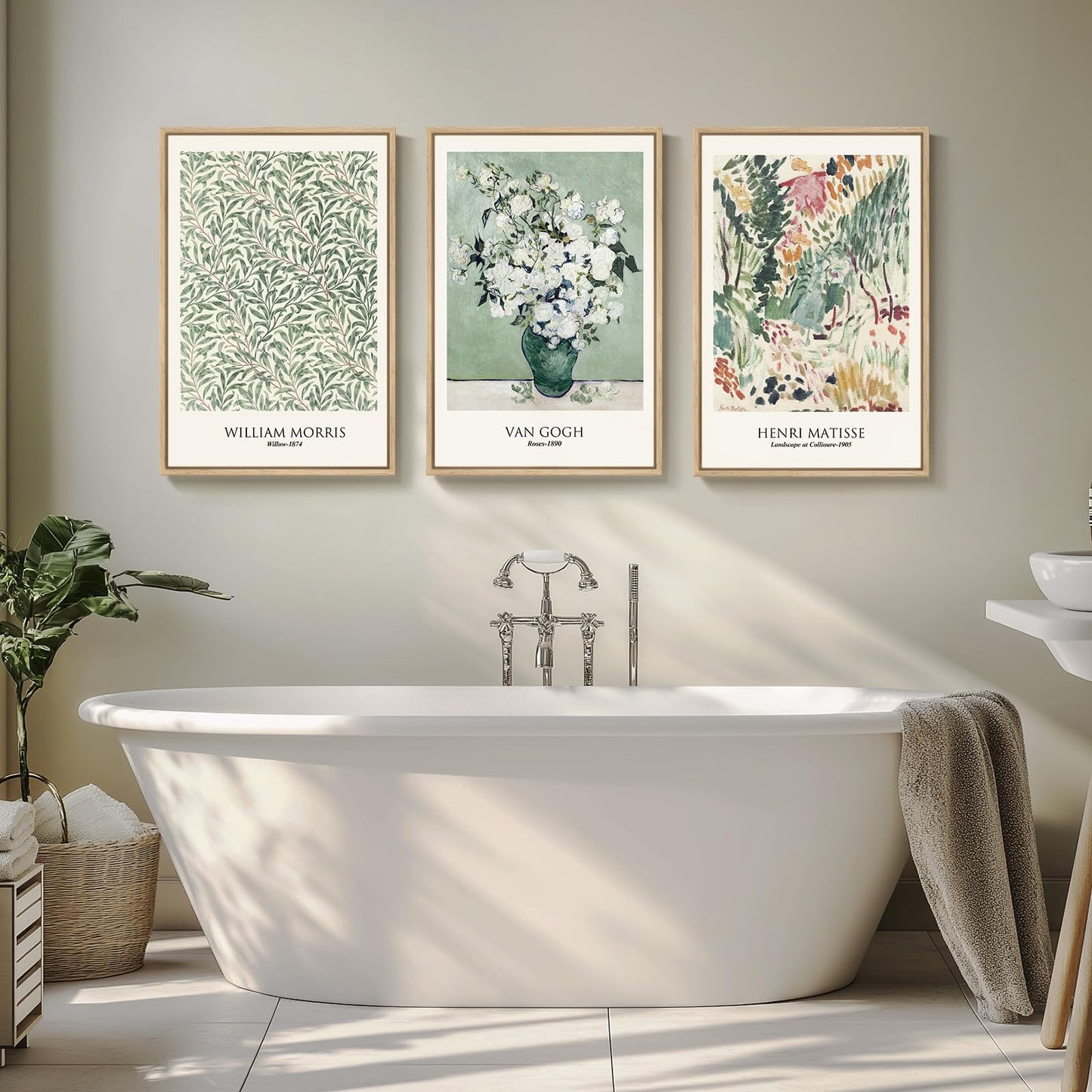 Framed Claude Monet Wall Art for Living Room, 3 Piece Extra Large Monet Canvas Wall Art, Impression Sunrise Artwork for Walls, Mid Century Pictures Prints for Bedroom Hallway Home Office Wall Decor