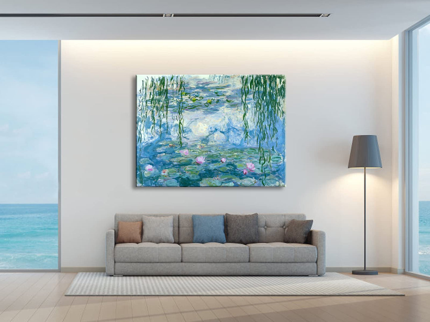 Wieco Art - Water Lilies by Claude Monet Oil Paintings Flowers Reproduction Giclee Canvas Prints Modern Landscape Artwork Picture Printed on Canvas Wall Art for Home Office Decorations