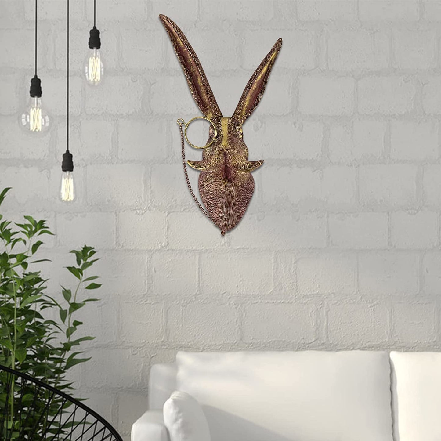 3D head Wall Mount Ornament, Animal Heads for Wall Art Hanging Sculptures, Small Metal Wall Resin Art Wall Decor Ornament Waterproof Bronzed Resin Decorations for Home (deer head)