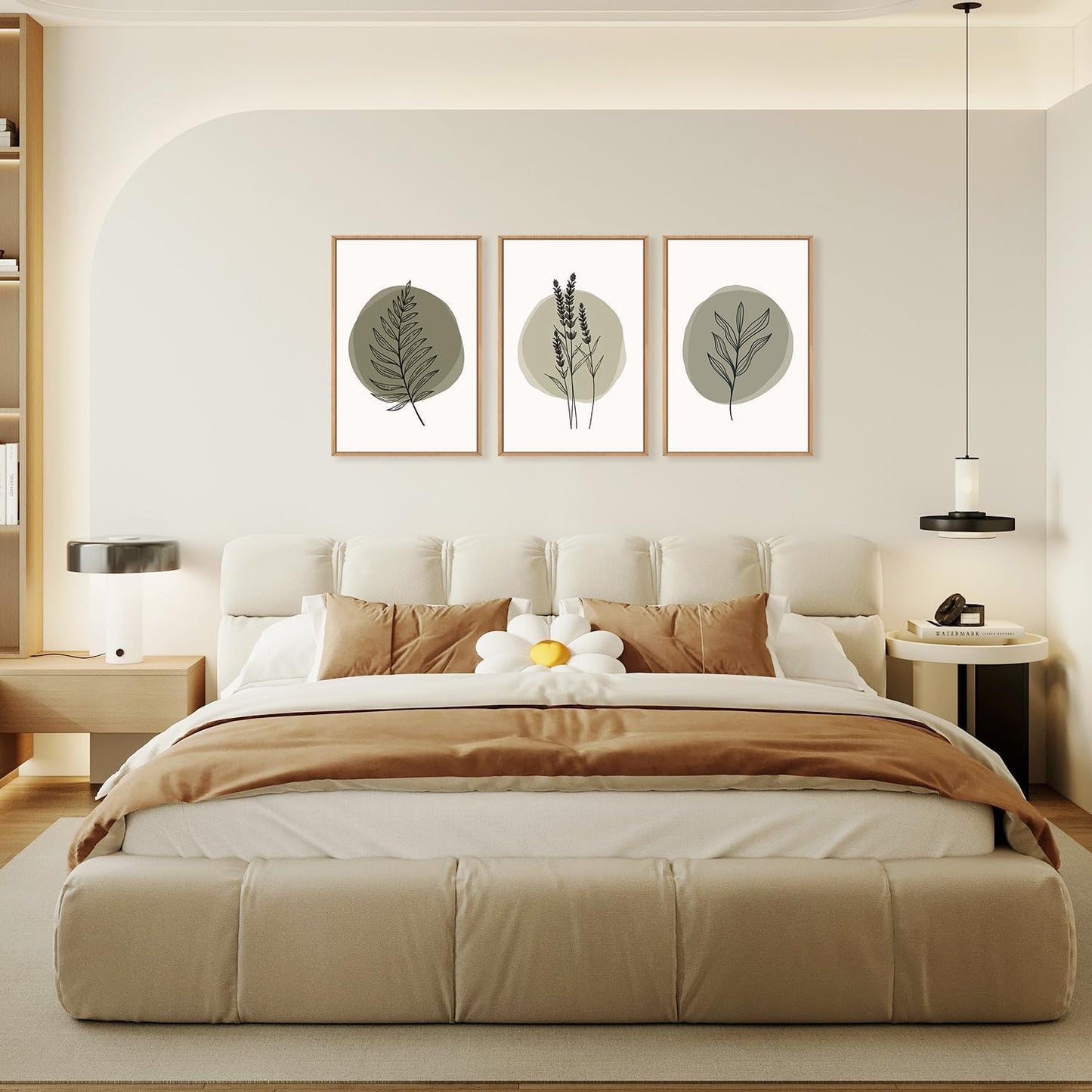 Framed Canvas Wall Art Prints, Set of 3 Mid Century Modern Wall Decor